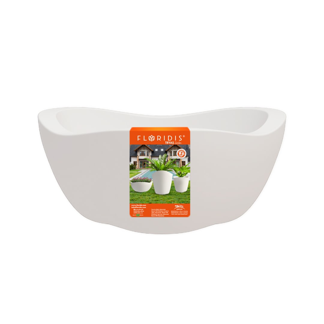 FLORIDIS 10161194 Round 12.625-in W x 15-in L White HDPE Indoor/Outdoor Planter