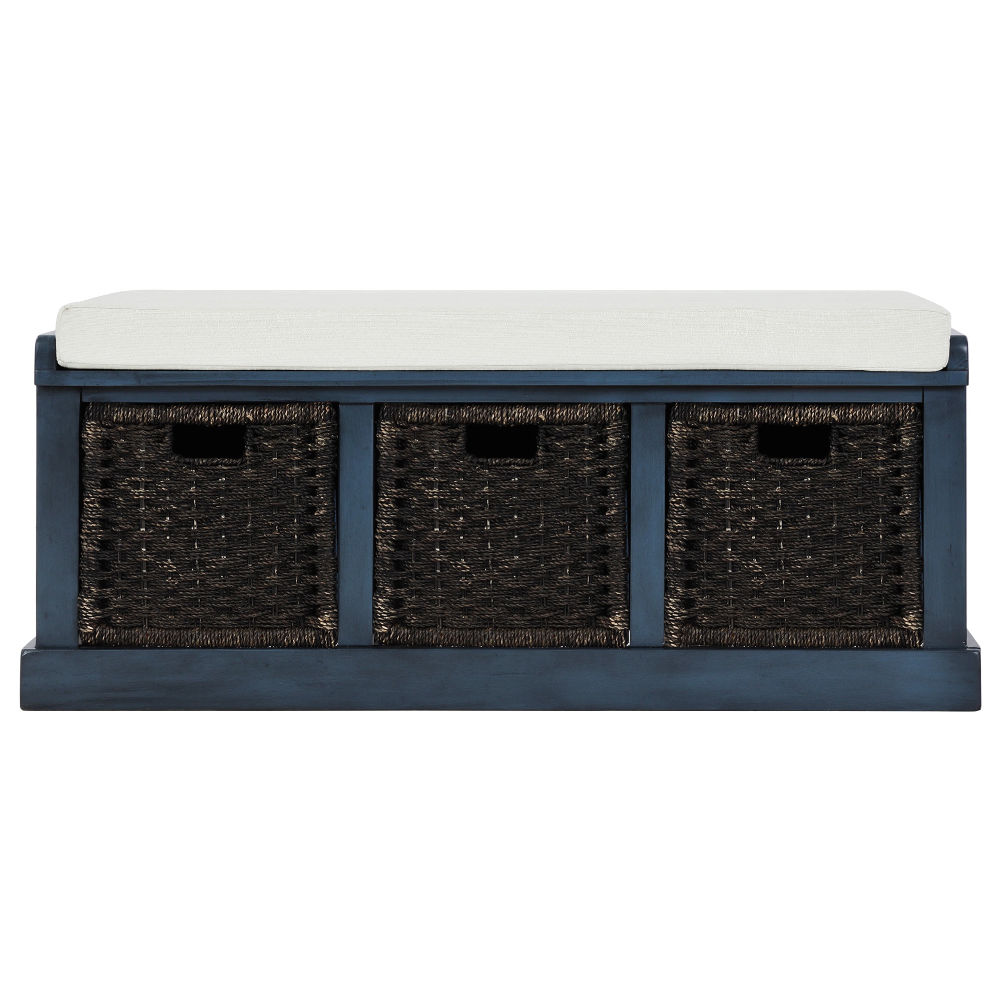 Pouuin TR443AMS Casual Color Antique Navy and Distressed Storage Bench with Storage 42.5-in x 15.7-in x 17-in