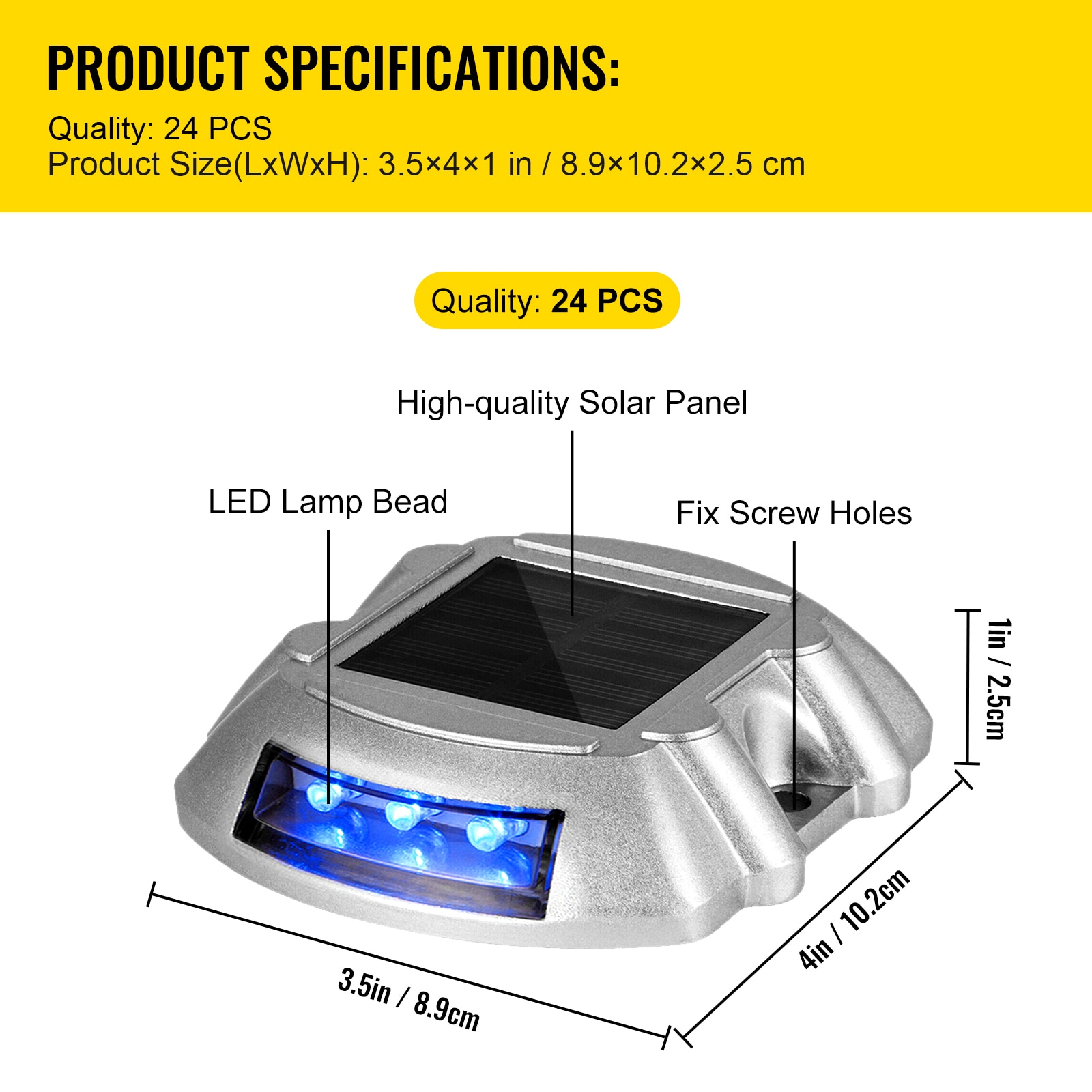 GIVIMO 24-Pack Blue LED Solar Driveway Lights Wireless Mono Crystalline ...