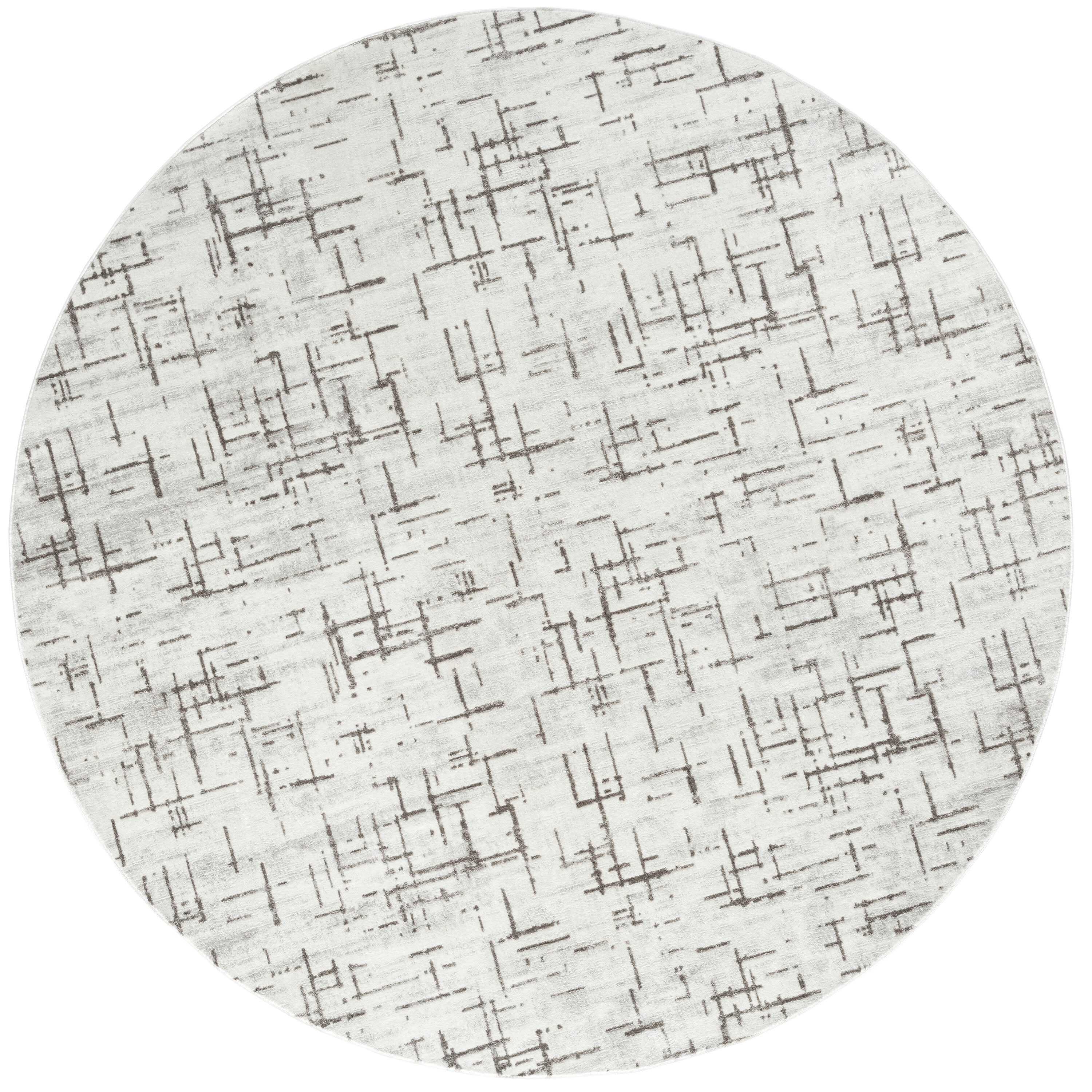 Style Selections Gray Check 3 X 3 (ft) Ivory-gray Round Indoor Area Rug 