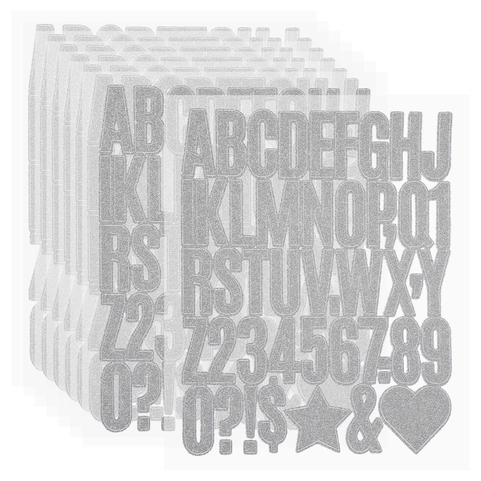 Unique Bargains 368pcs 1.6 Inch Glitter Letter Stickers 8 Sheets Glitter Number Stickers Vinyl Self-Adhesive Alphabet Number Waterproof Decals for Scrapbook Decoration Mailbox Sign Silver