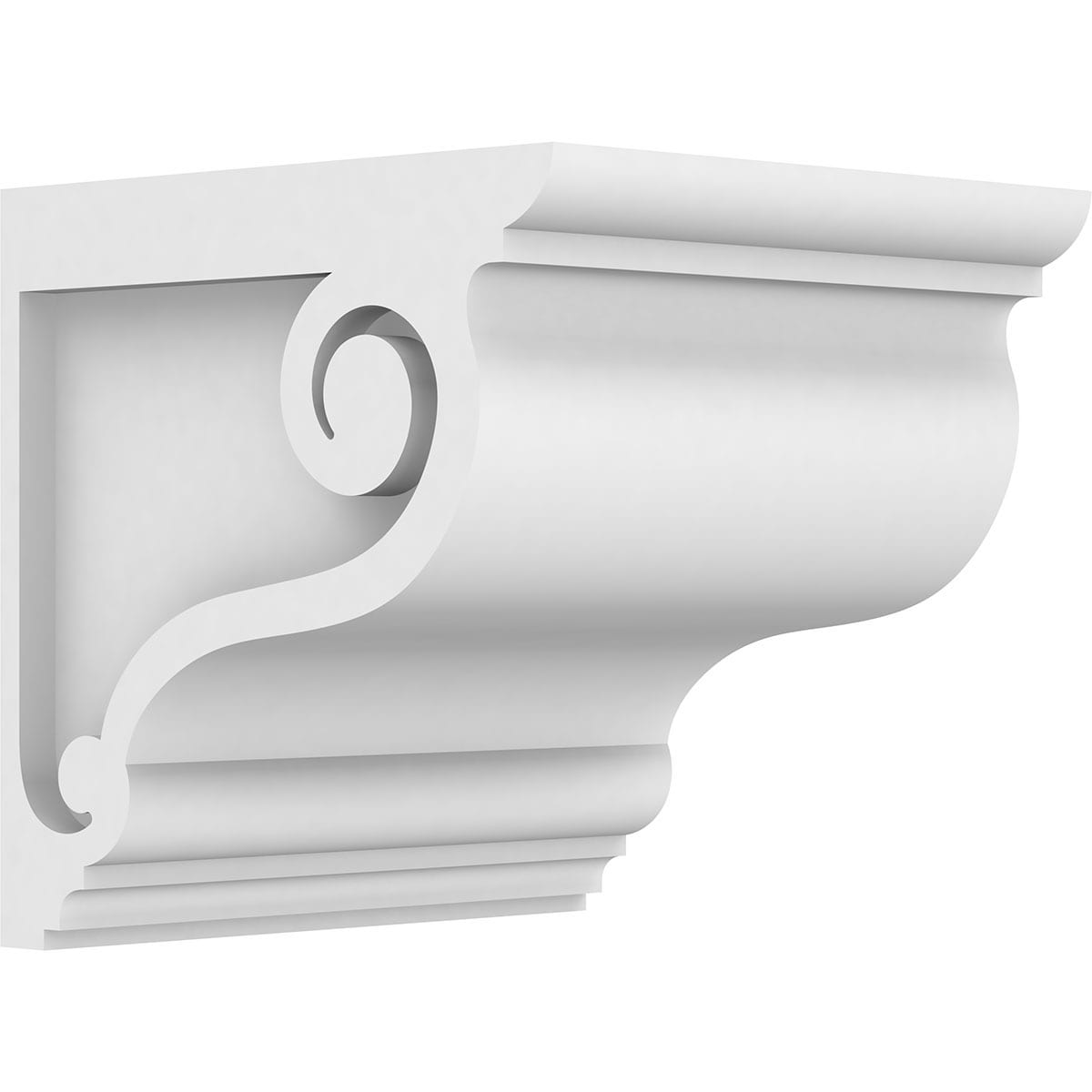 Ekena Millwork CORP05X06X06SCR 5-in x 6-in x 6-in Standard scroll Unfinished White PVC Paintable Corbel