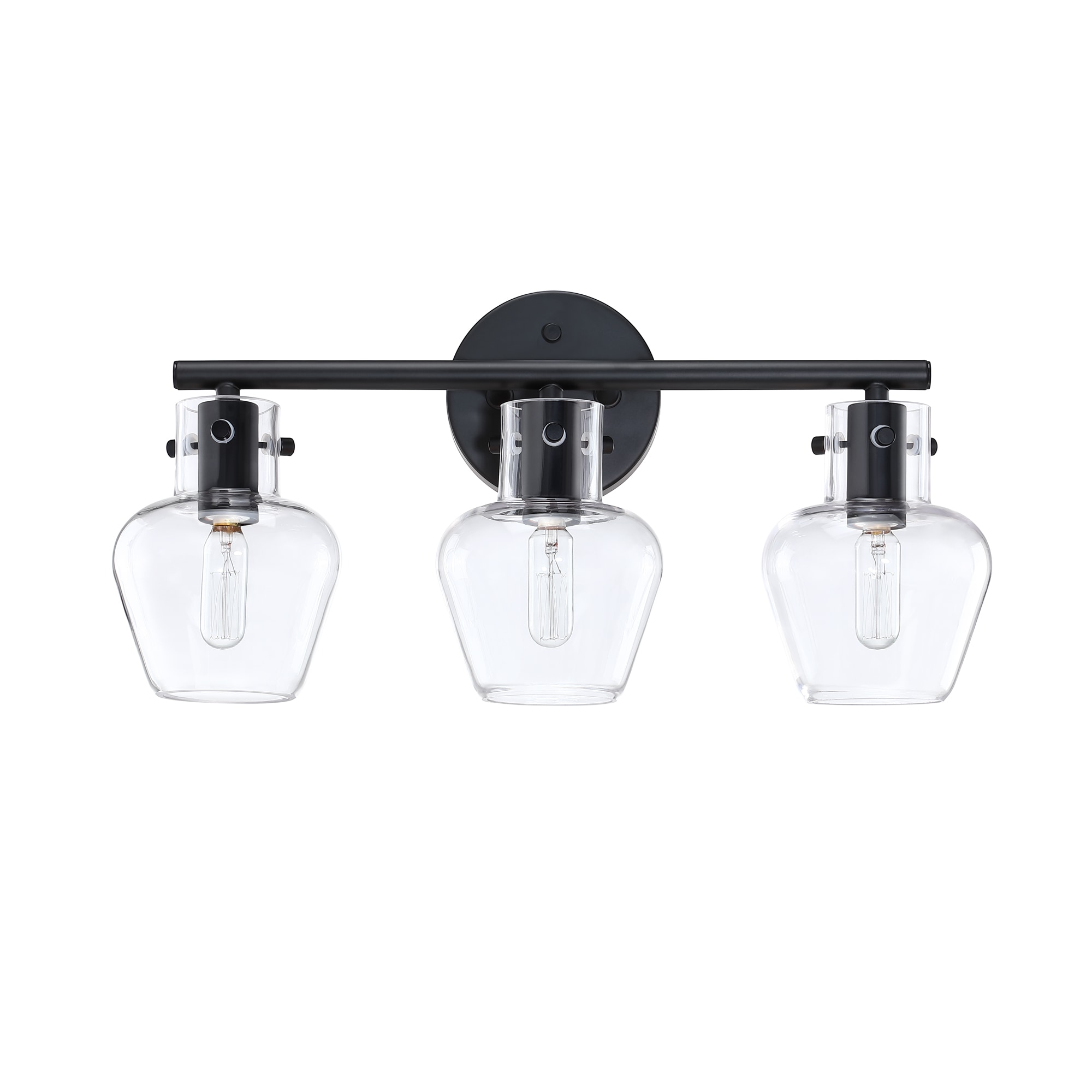 WELLFOR TTC14631 TC 18.6-in 3 -Light Matte Black Modern/contemporary Vanity light