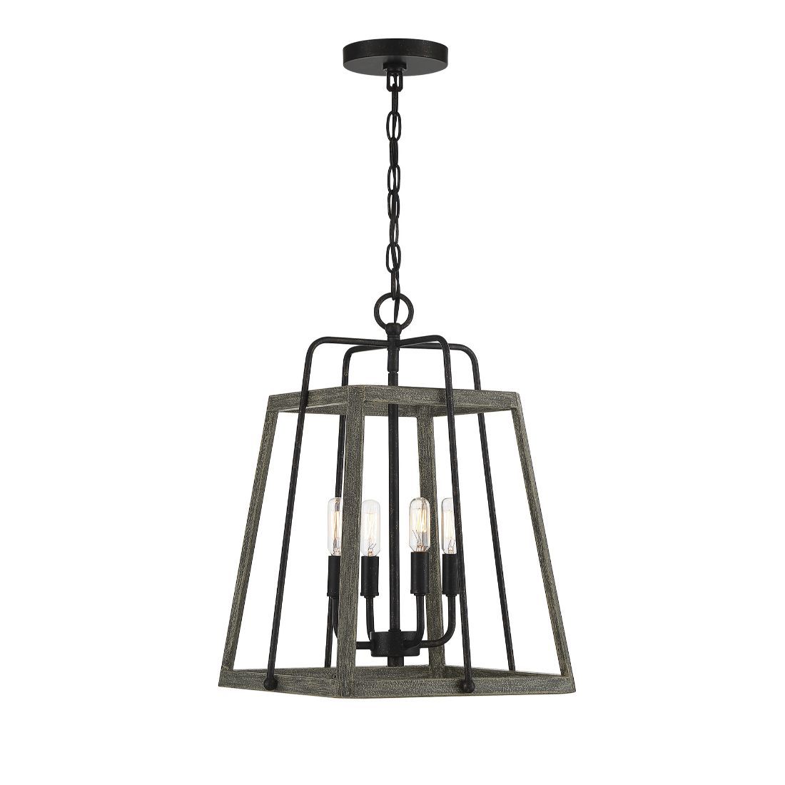  LW-SH640515 4-Light Noblewood with Iron Transitional Geometric Hanging Pendant Light