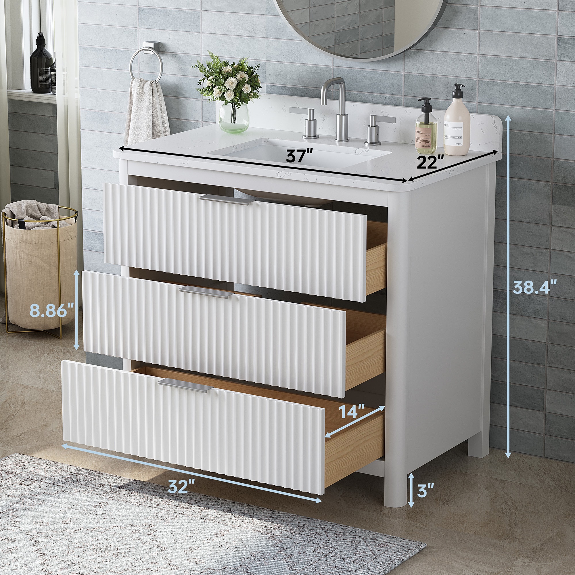 DELUXE LIVING V24001-36WT Bath-Vanity-Combo - View #6