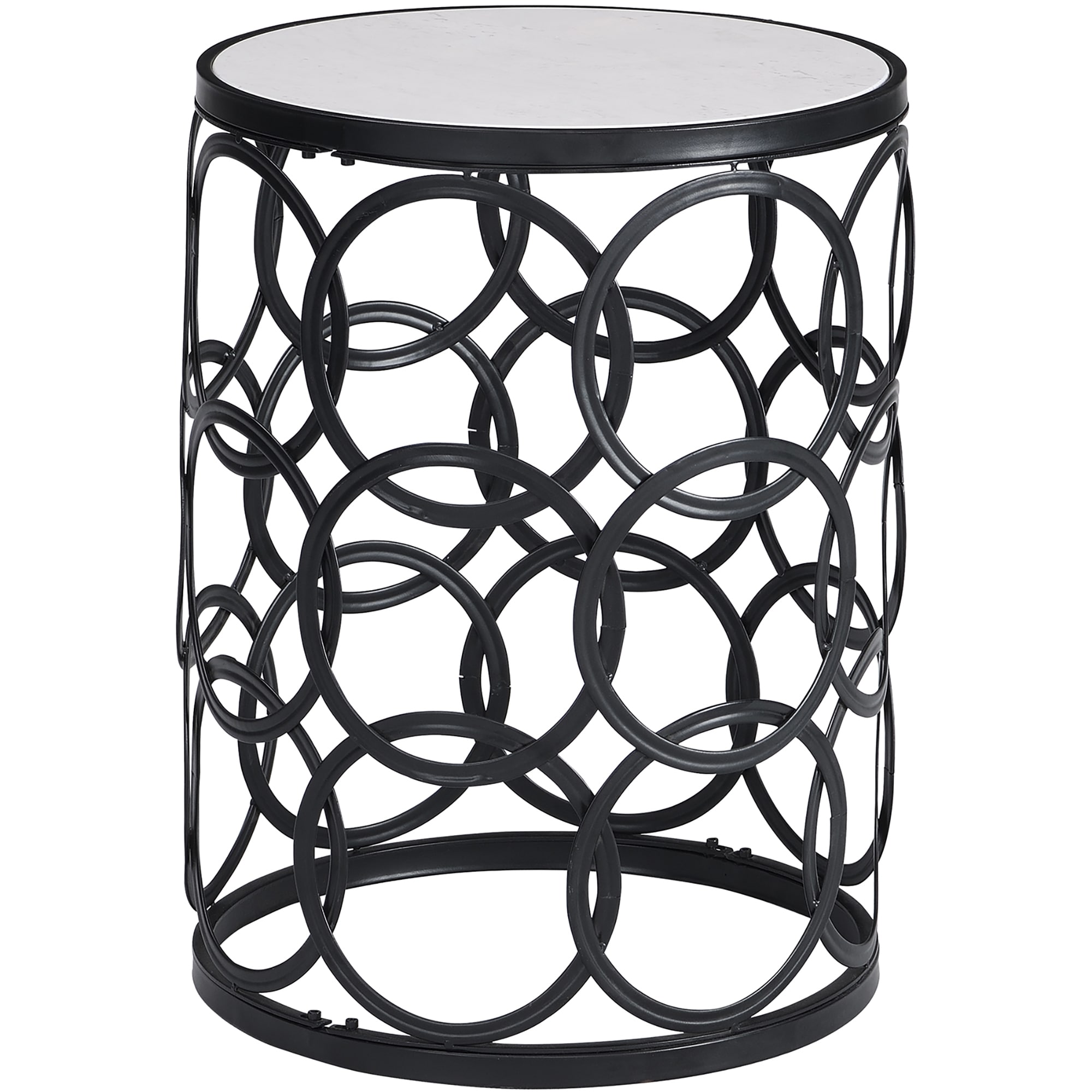 FirsTime 70309 16.75-in W x 22-in H Black Faux Marble Round Modern End Table Assembly Required