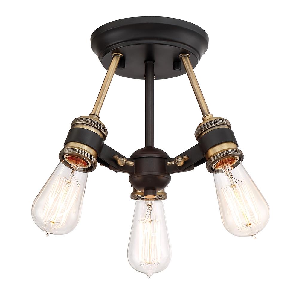 Miles Vintage Bronze 3-Light Industrial Ceiling Light