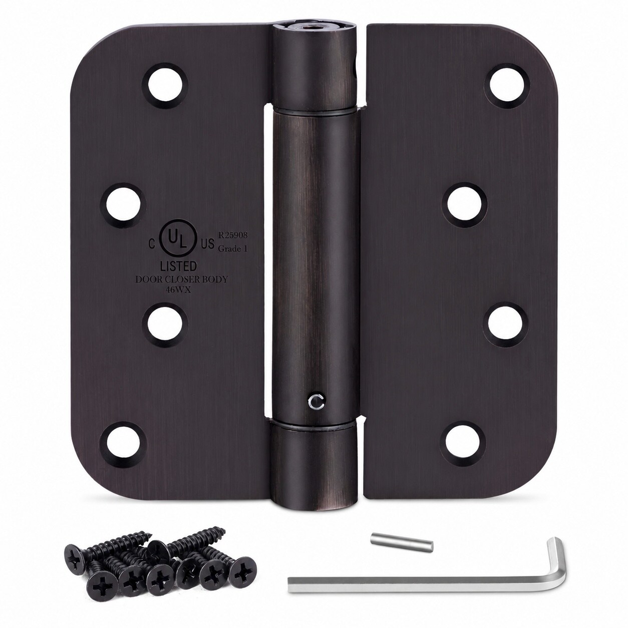 Ahfiwaso  Self Closing Hinges 4 inch Oil Rubbed Bronze Auto Close Hinge 4 x 4 Inch Spring5 8 Radius Corner Commercial Adjustable Door Closer