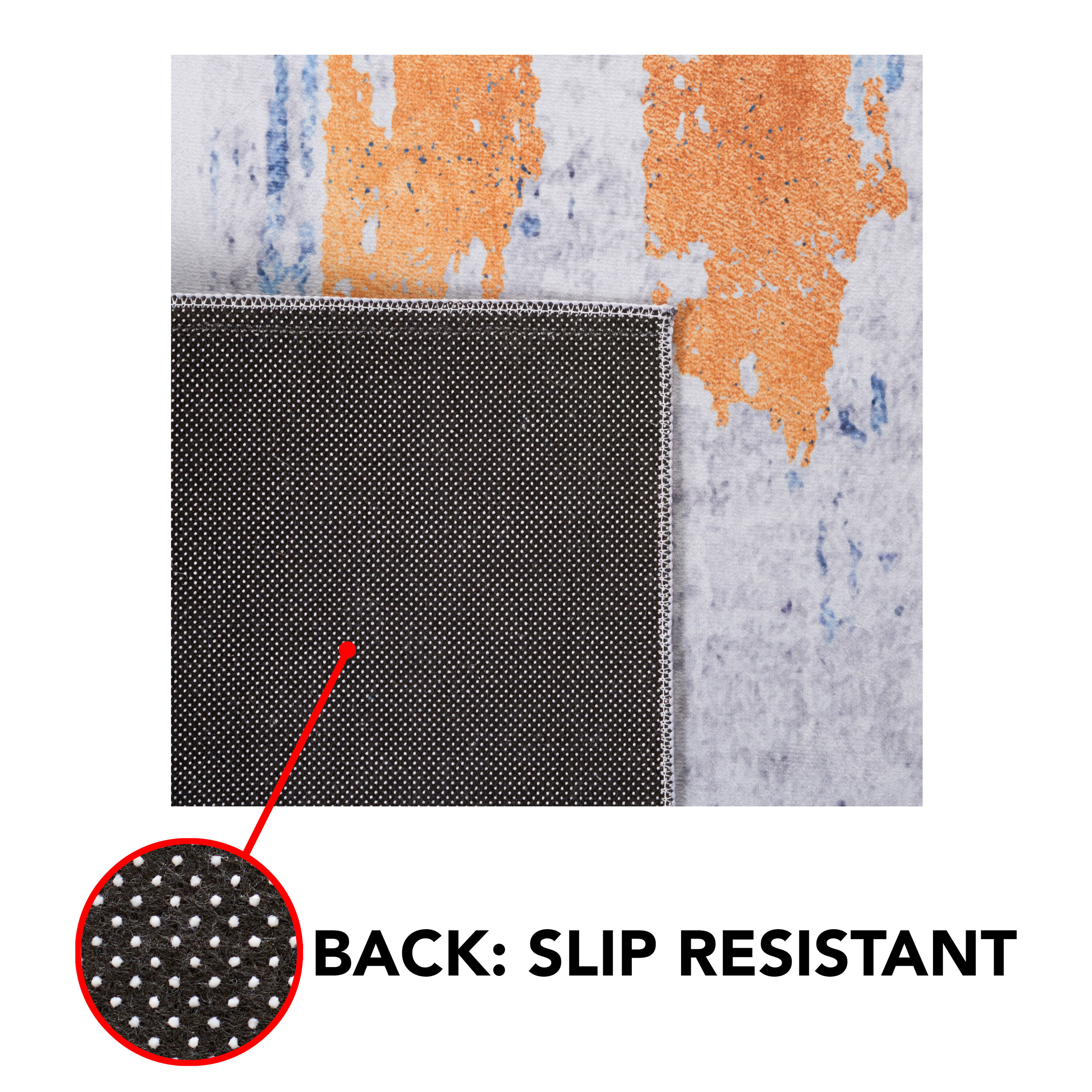 Gray and Blue Abstract Synthetic 4' x 6' Area Rug