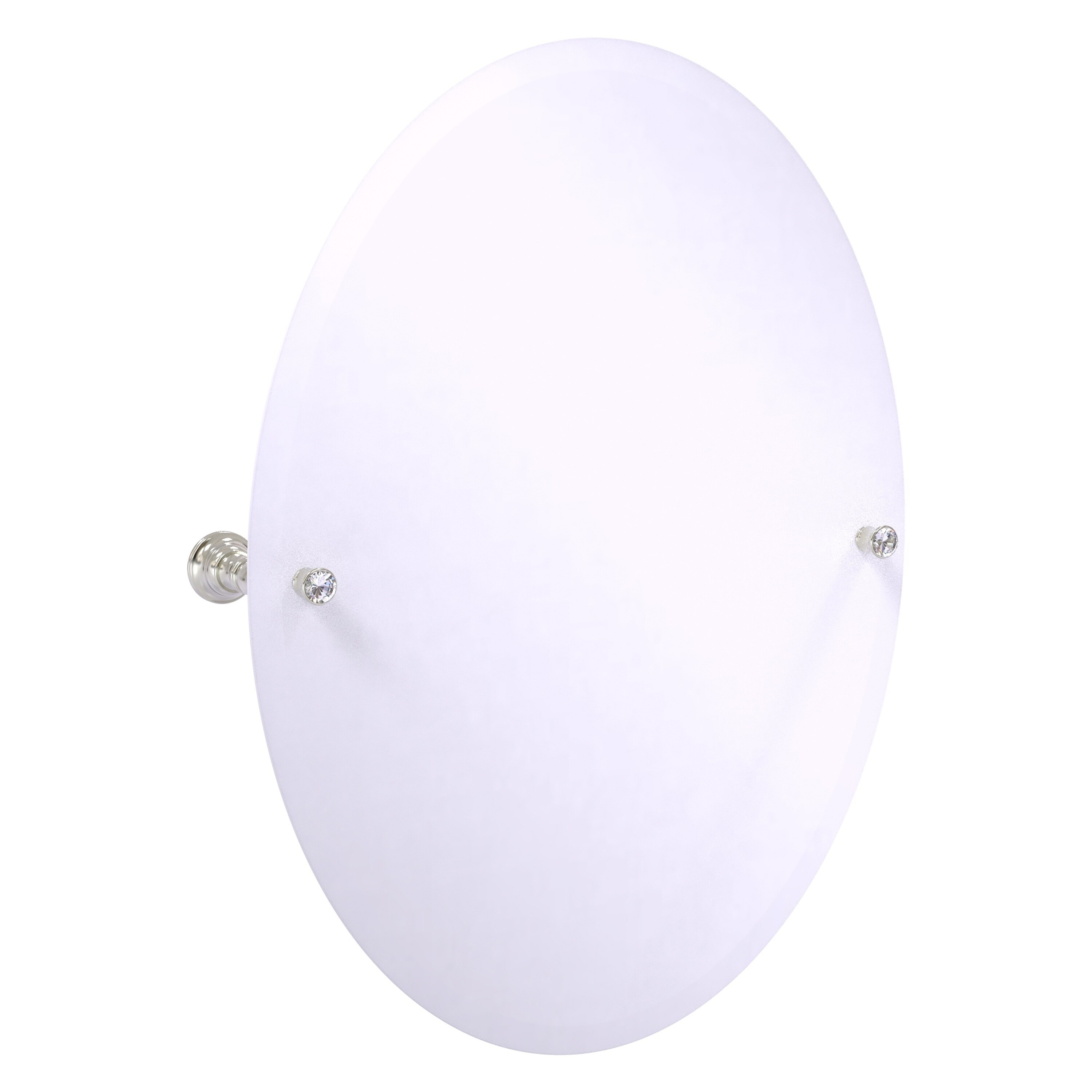 Allied Brass CC-91-SN Carolina Crystal 21-Inches x 28-Inches Beveled Frameless Oval Tilting Bathroom Vanity Mirror ( Satin Nickel )