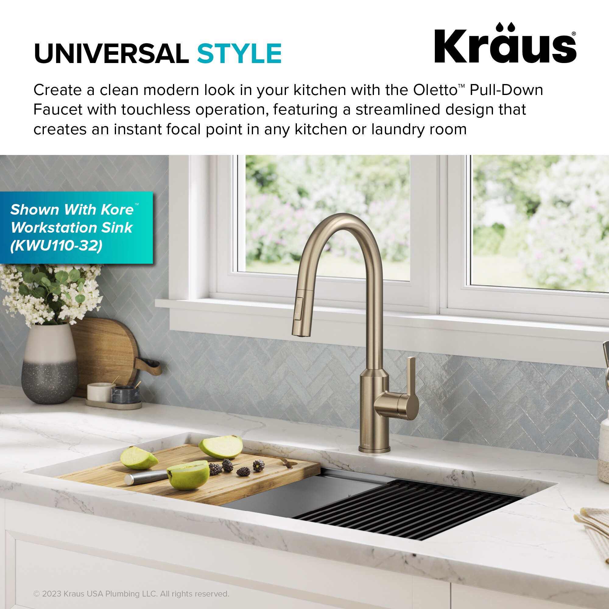 KRAUS Oletto Spot Free Antique Champagne Bronze Kitchen Faucet — DirectSinks