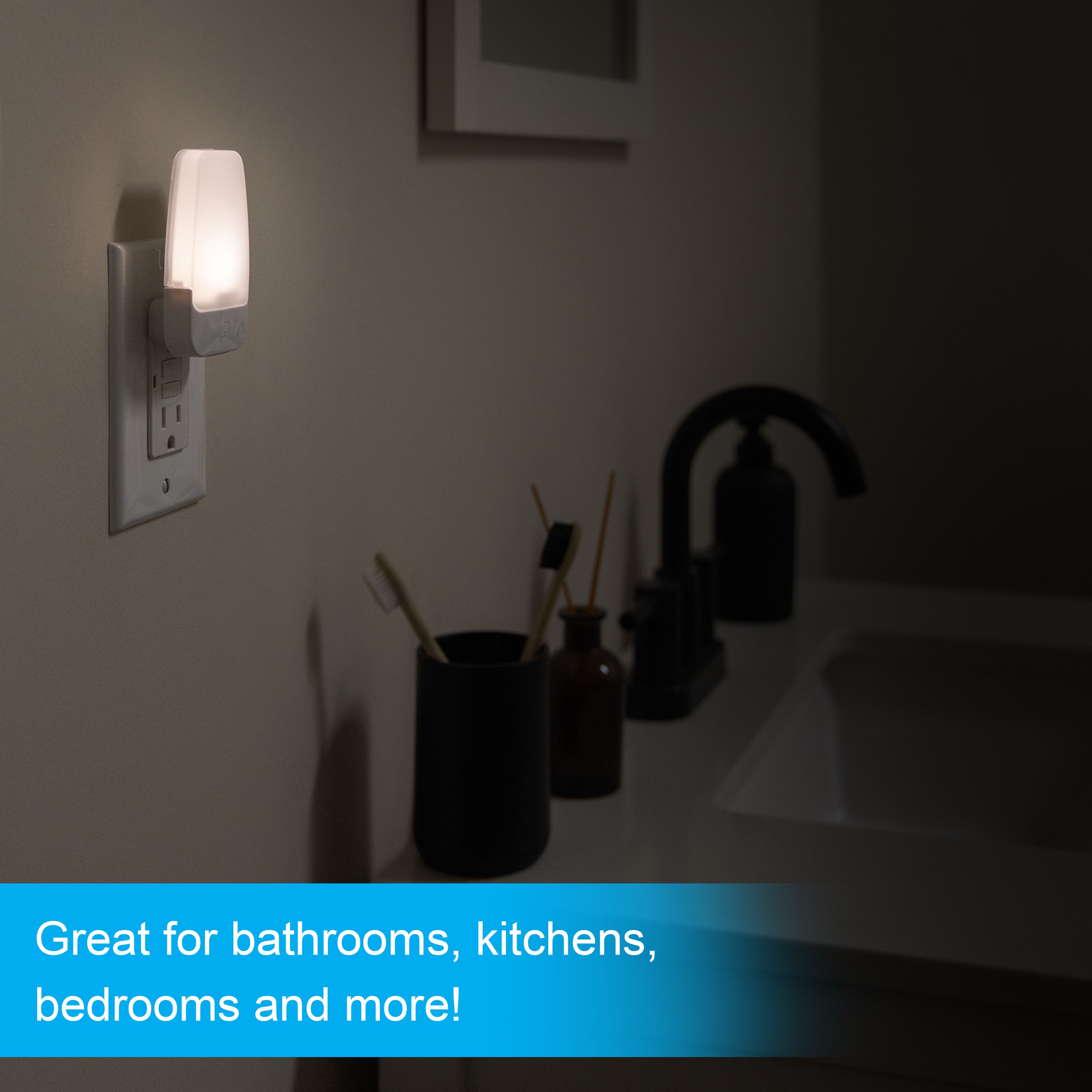 Enbrighten 2-Pack White LED Auto On/Off Night Light 30966 at