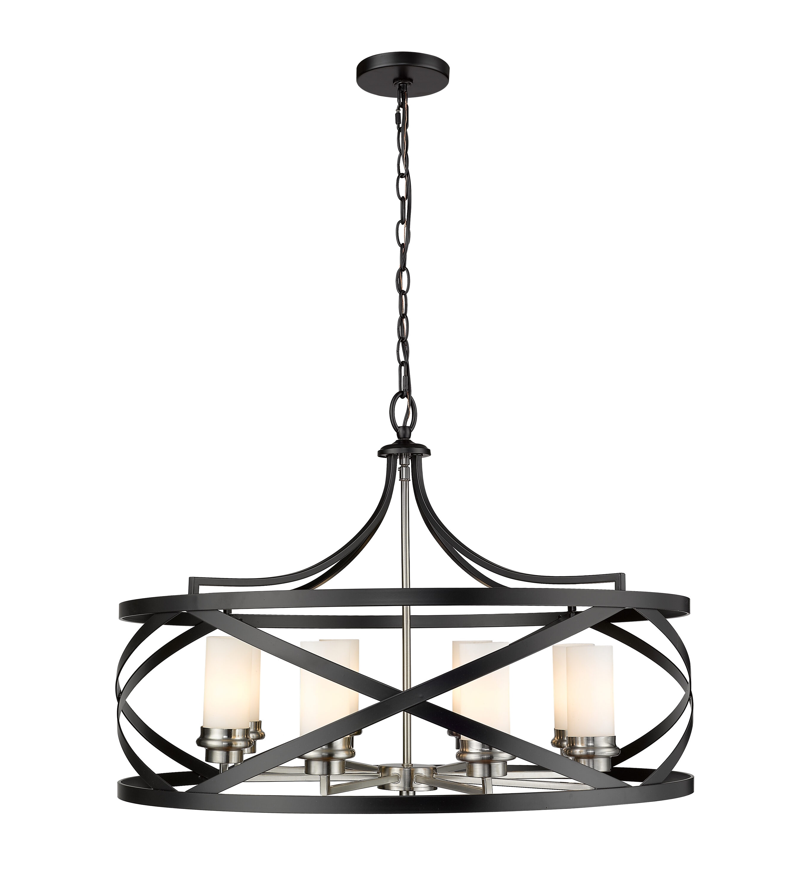 Malcalester 30" Matte Black and Brushed Nickel 8-Light Chandelier