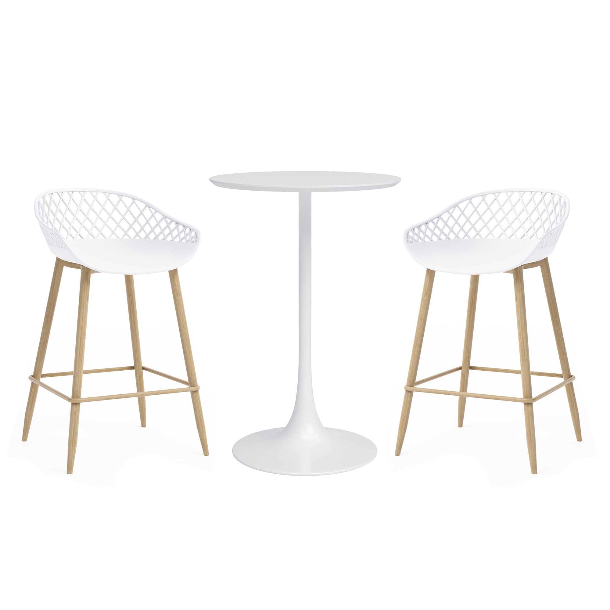 Jamesdar JSET210-WH Kurv White Transitional Dining Room Set with Round Table ( Seats 2 )