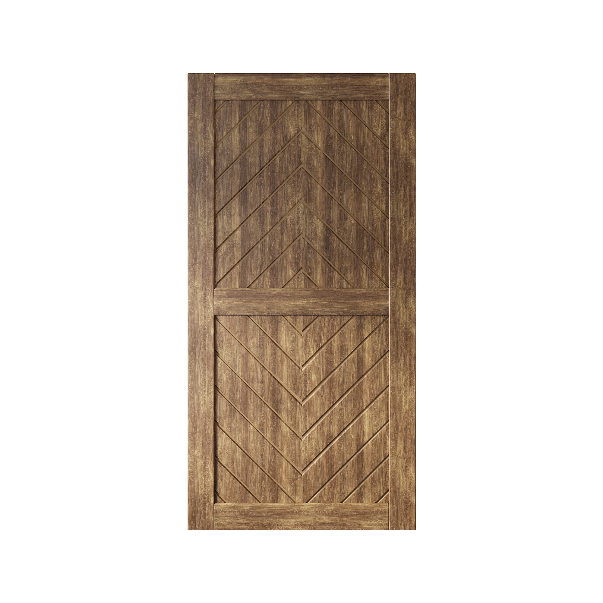 HOMACER JT2-3280-WA 32-in x 80-in Dark Walnut Herringbone Pine Wood Solid core Single Barn Door (Hardware Not Included)