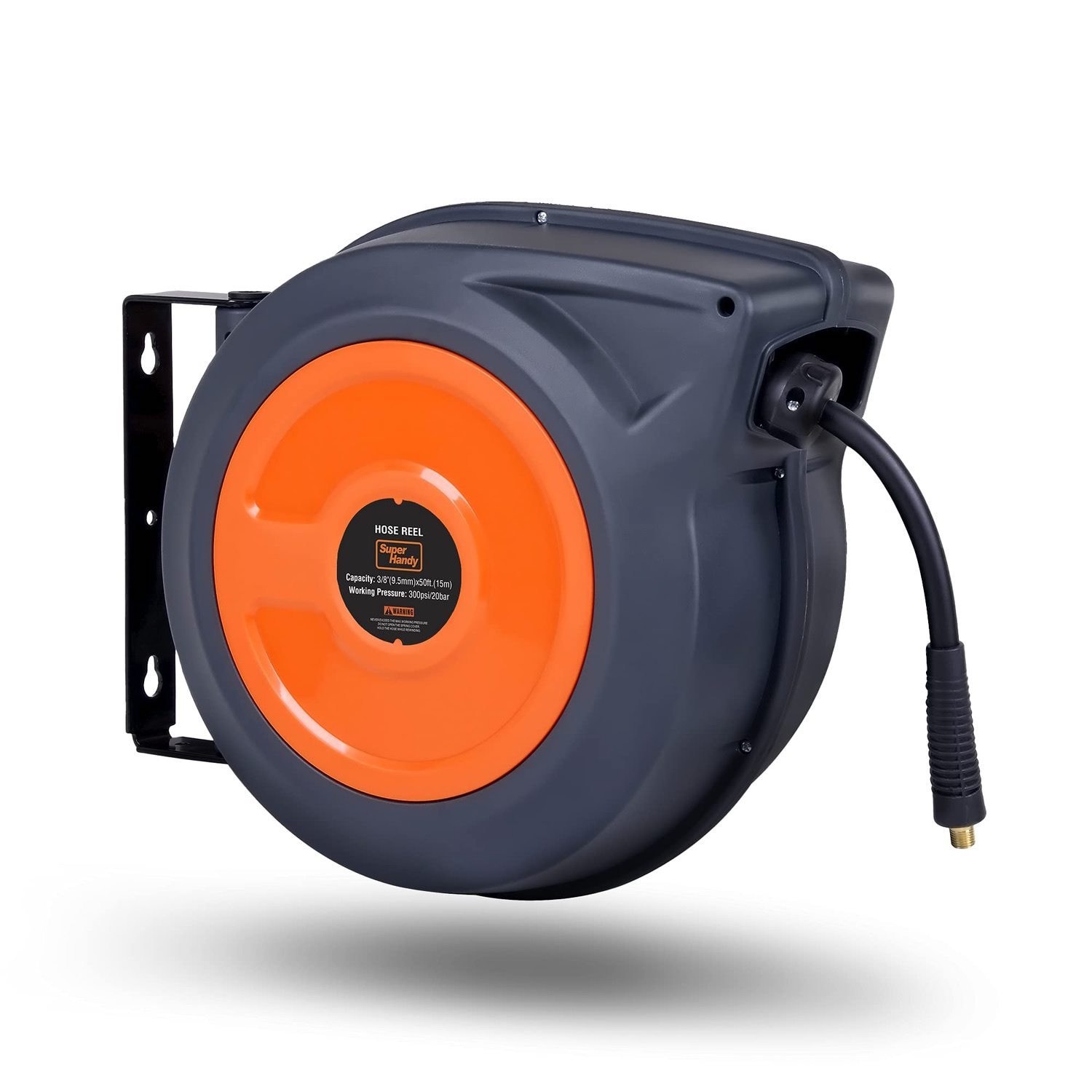 SuperHandy Mountable Retractable Air Hose Reel- 3/8in x 50ft, 3 Ft