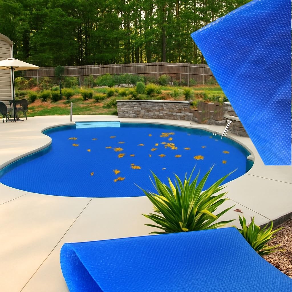 Qeetex GGL-PPG-33ETLPGM 16x24 FT Rectangle Solar Pool Cover for Inground and Above Ground Pools-16 Mil Heavy Duty Solar Blanket-Reduce Evaporation Heat and Retention Blue