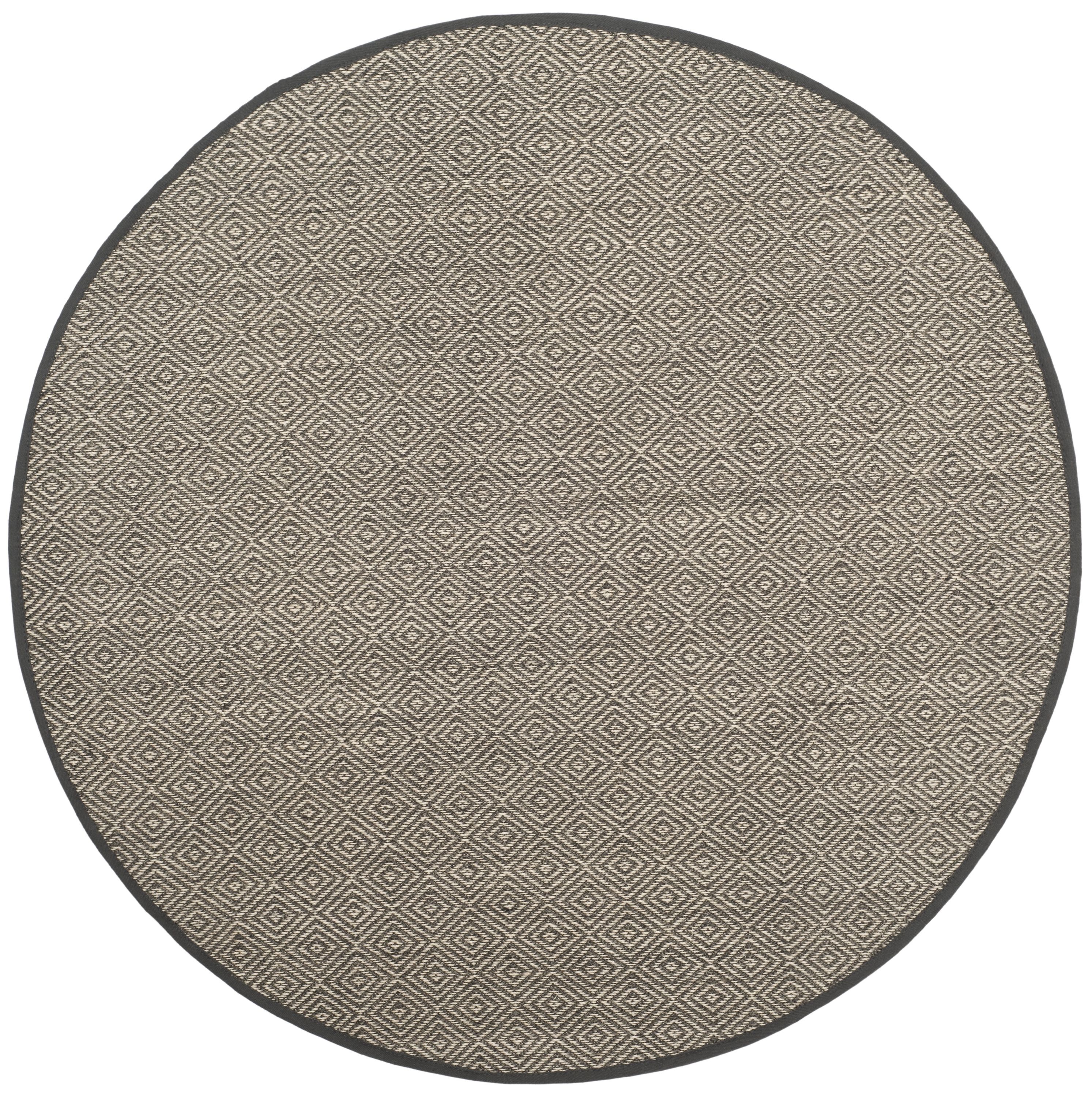 Safavieh NF151A-6R Natural Fiber Bayberry 6 x 6 (ft) Loomed Sisal Natural/Dark Gray Round Indoor Geometric Coastal Area rug