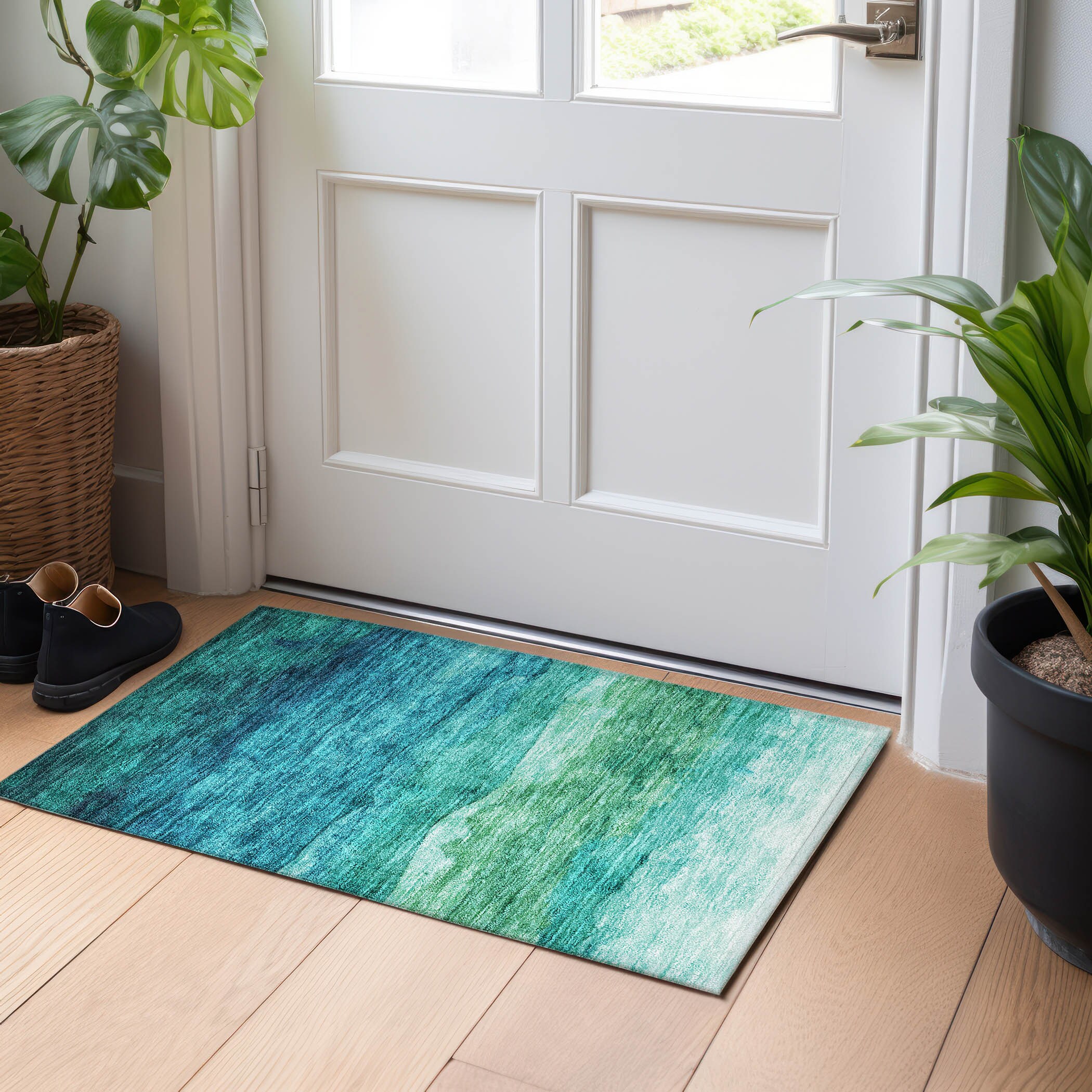 Addison Rugs ACN1699TE20X30 Chantille ACN1699TE 1 x 2 (ft) Loomed Teal Rectangular Indoor/Outdoor Machine washable Pet Friendly Area rug