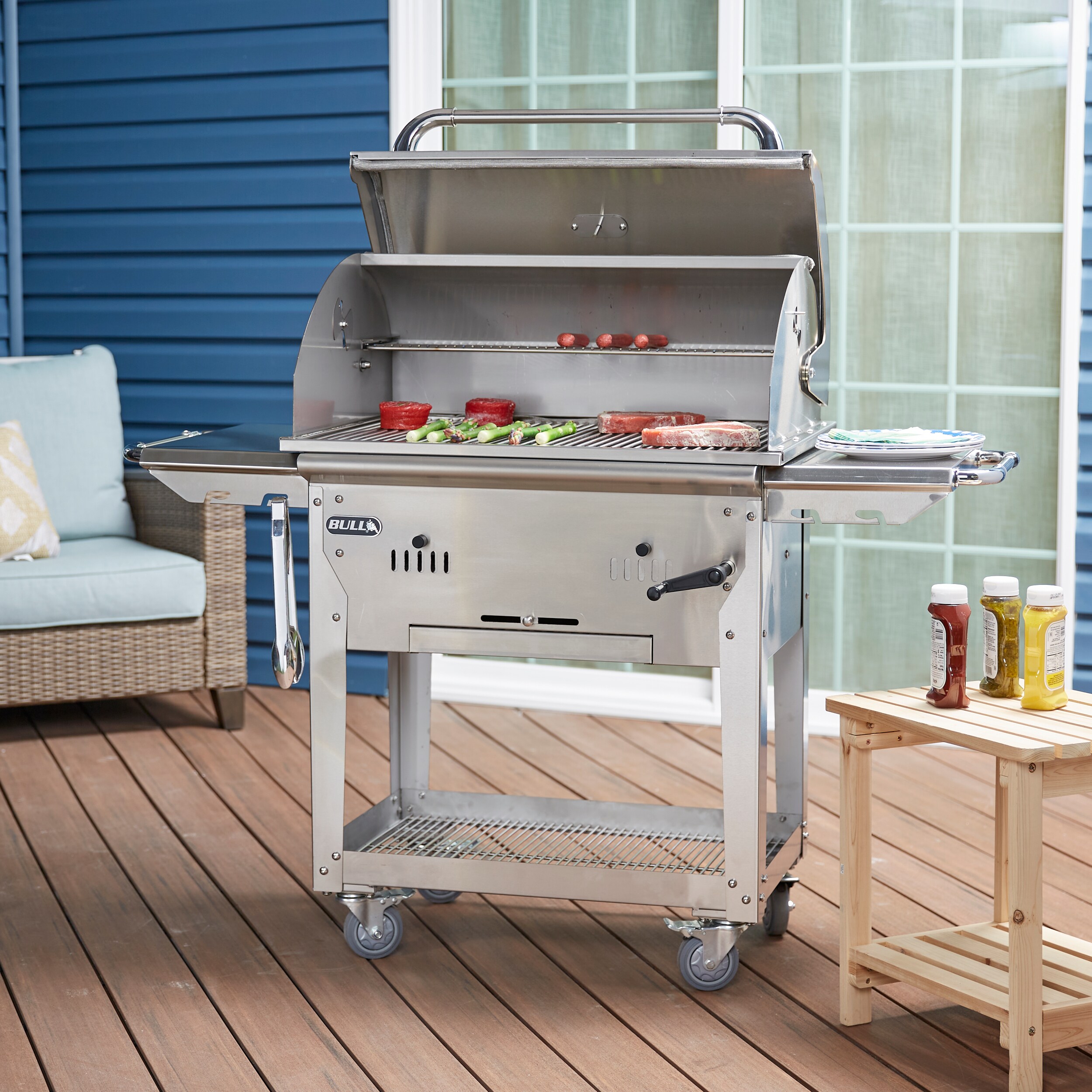 Bull Bull BBQ grills 29-in W Stainless Steel Charcoal Grill in the ...