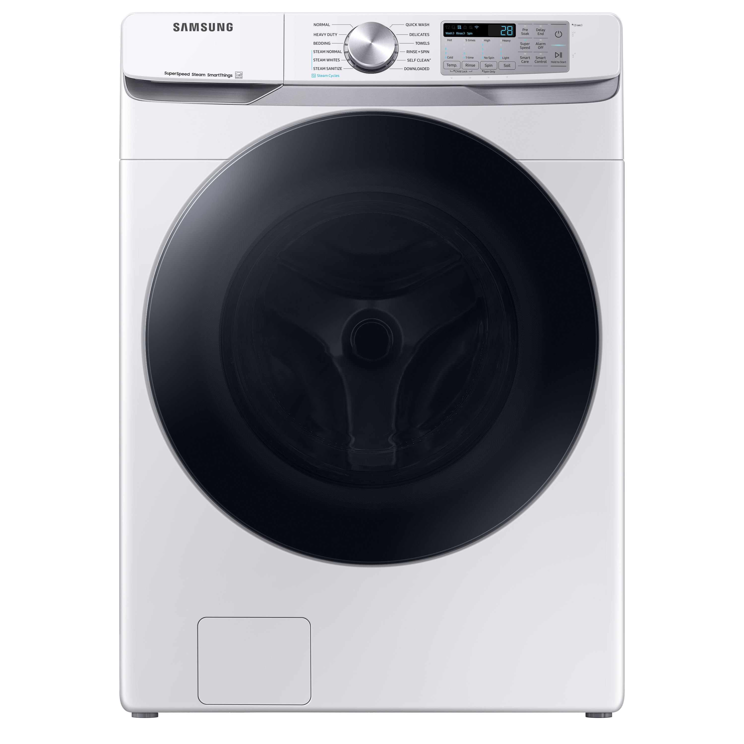 Samsung 4.5-cu ft High Efficiency Stackable Steam Cycle Smart Front-Load  Washer (White) ENERGY STAR in the Front-Load Washers department at