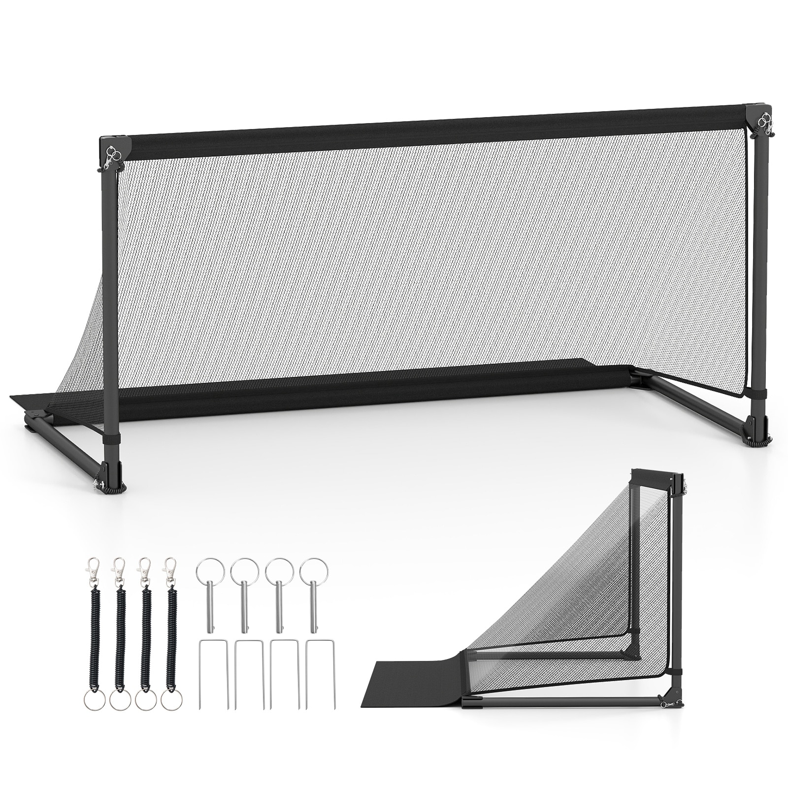 Slickblue - Portable Soccer Goal with Foldable Metal Frame for Backyard Park Lawn Youth Practice ...