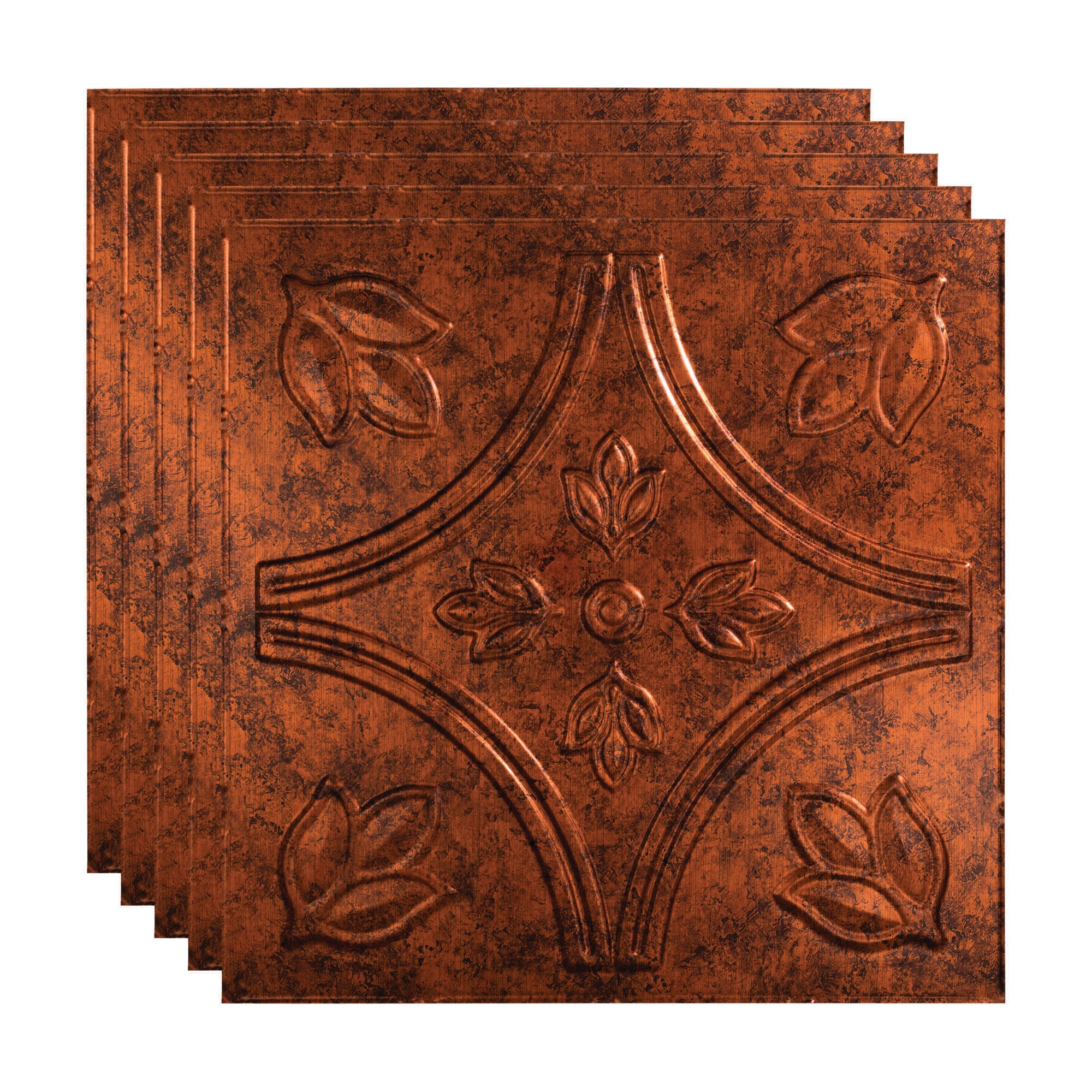 Fasade PL7018 2-ft x 2-ft Traditional 5 Moonstone Copper PVC Drop Ceiling Tile ( 5 -Pack, 20-Sq. Feet / Case )
