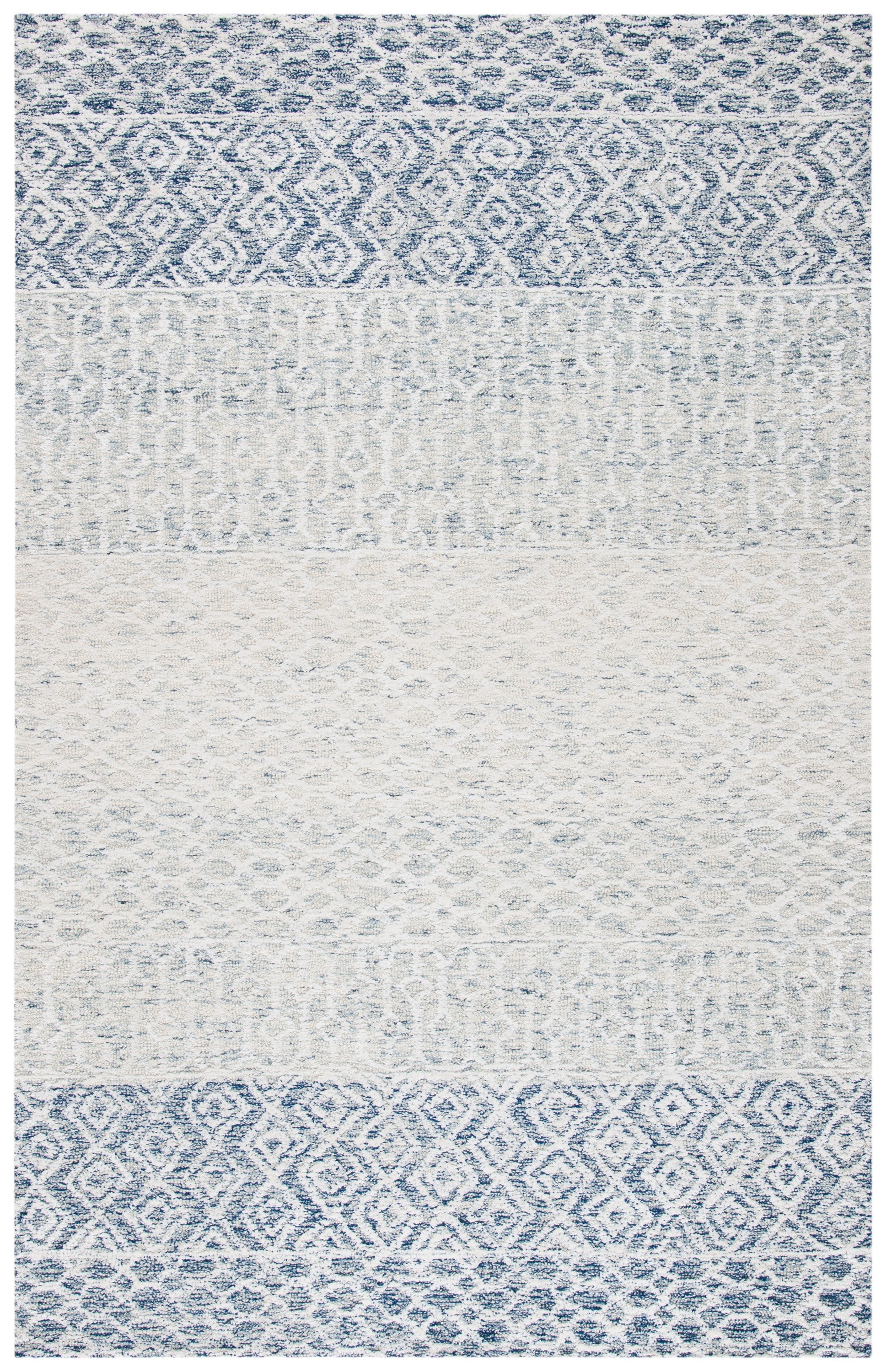 Handmade Blue Wool and Viscose 8' x 10' Tufted Area Rug