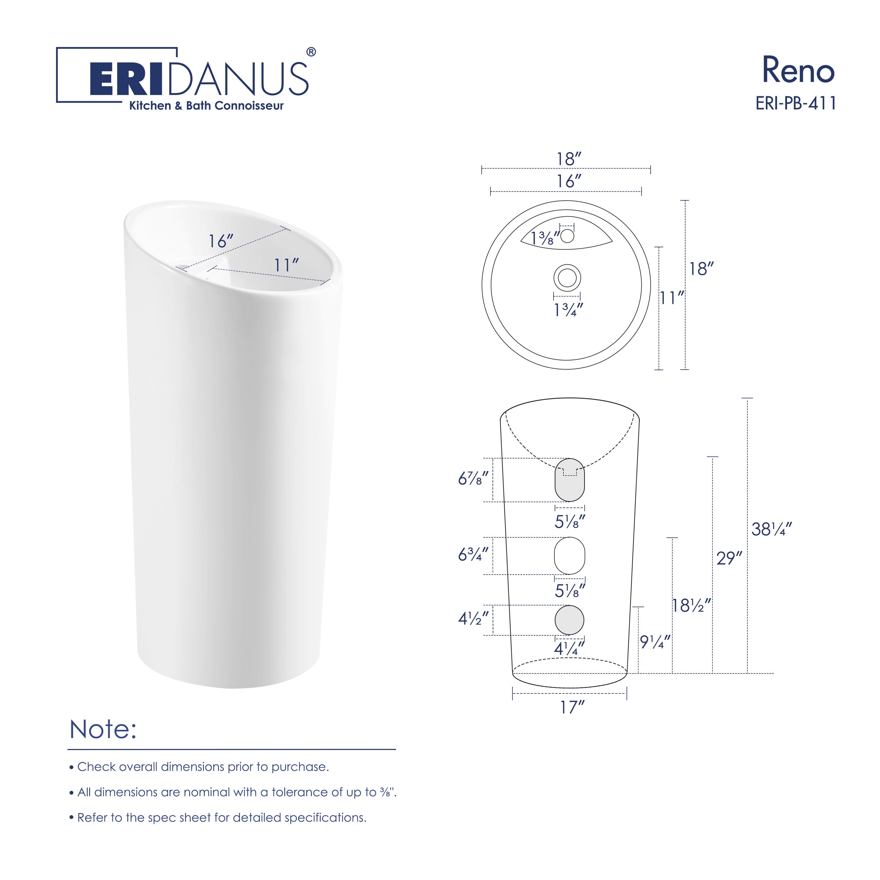 Eridanus ERI-PB-411 Complete-Pedestal-Lavatories - View #6