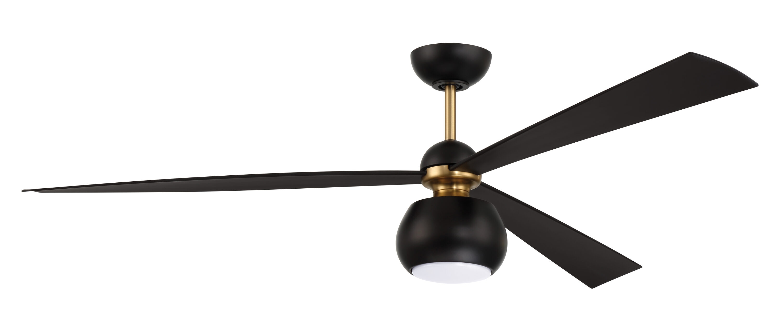 Craftmade OTT60FBSB3 Otto 60-in Color-Changing Smart Flat Black/Satin Brass with Flat Black Blades Ceiling Fan With Light - Remote Included ( 3 -Blade )