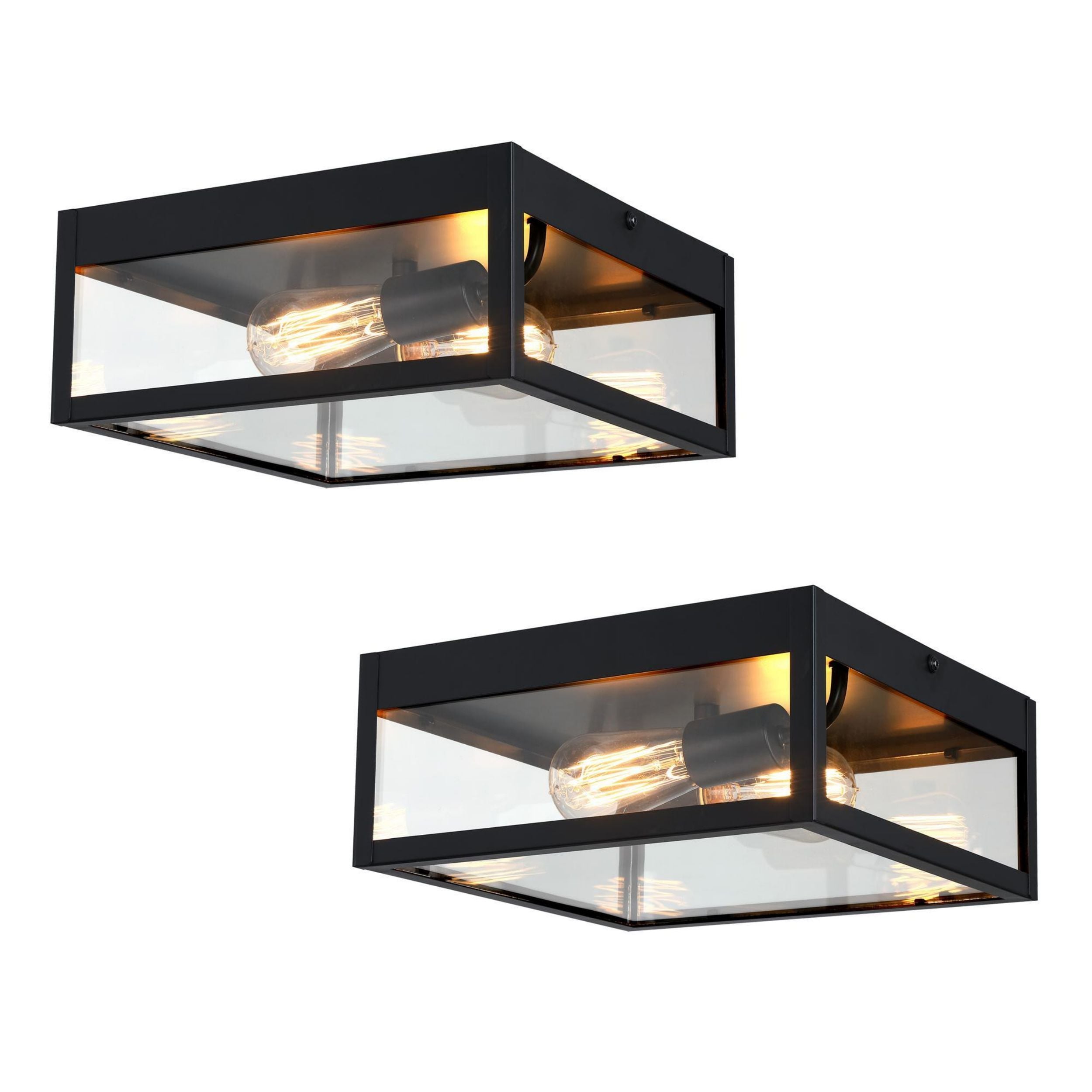 Poinic 12-in Matte Black Indoor 4 -Light Flush Mount Light