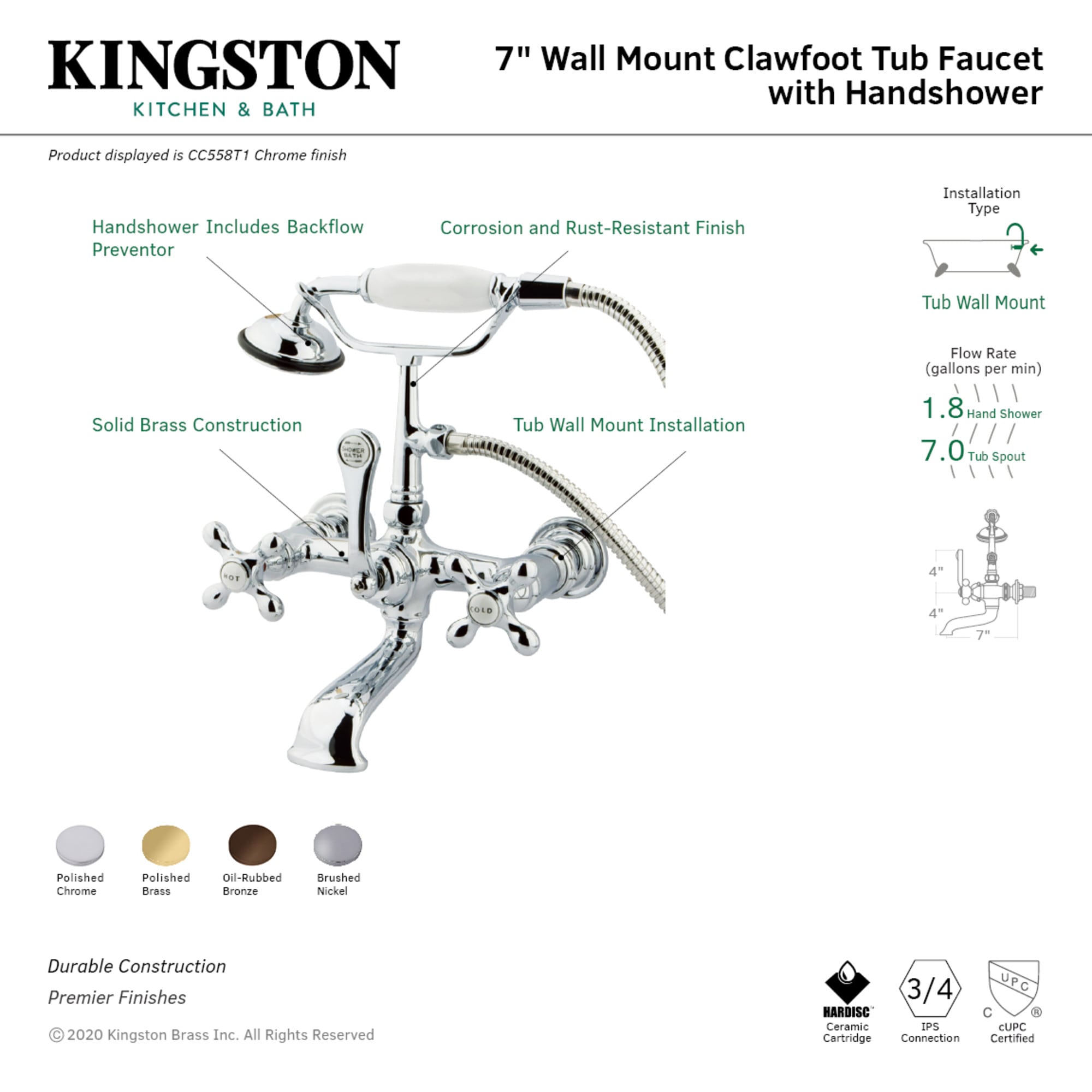 Kingston Brass WLCC558T1 Roman-Tub-Faucets - View #2