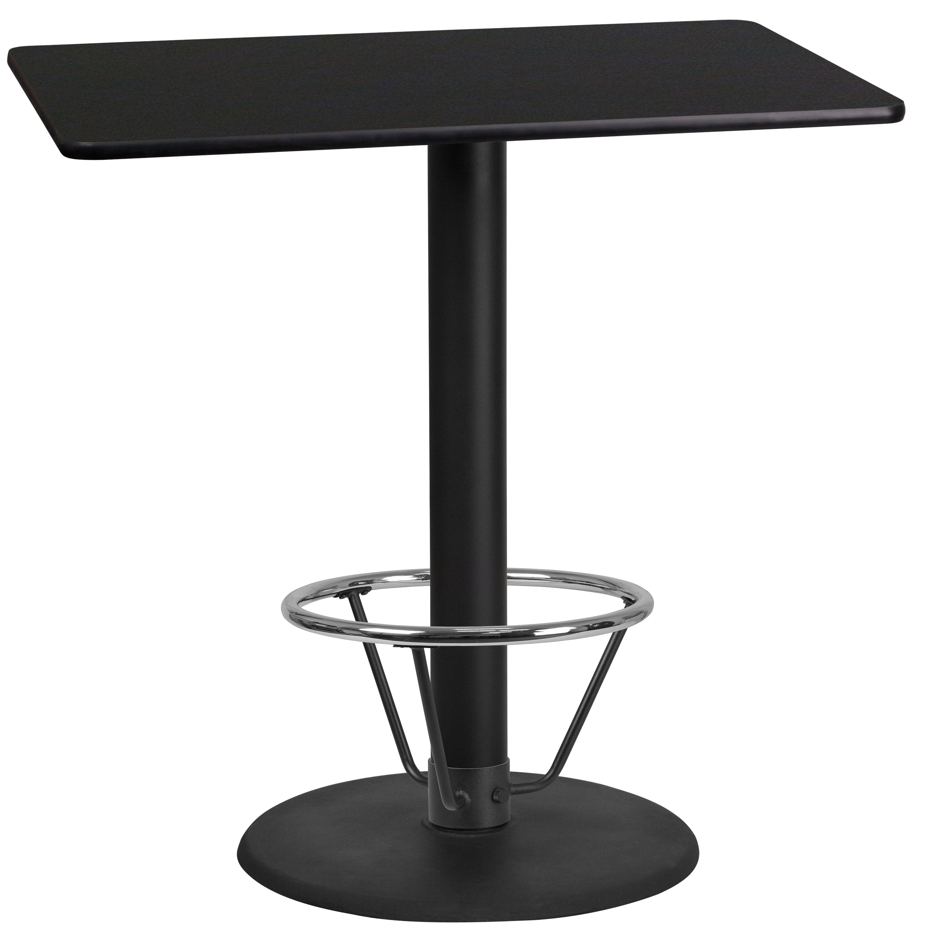 Flash Furniture 889142217701 Black Contemporary/Modern Bar Table, Wood veneer with Black Metal Pedestal Base 42-Inches L x 43.13-Inches H