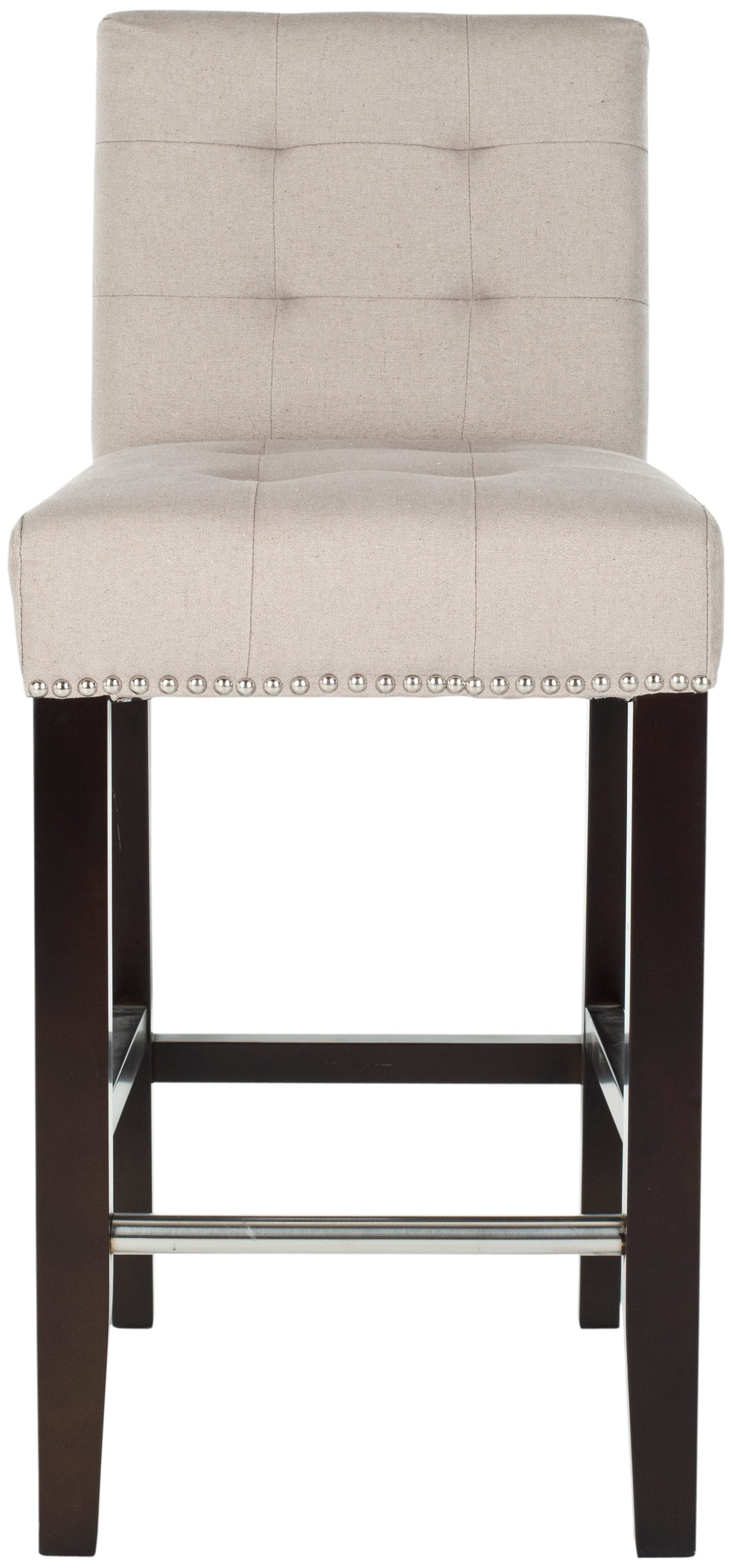 Safavieh MCR4511B Thompson Counter Stool Taupe 23.9-in H Short Square seat Upholstered Wood Bar Stool