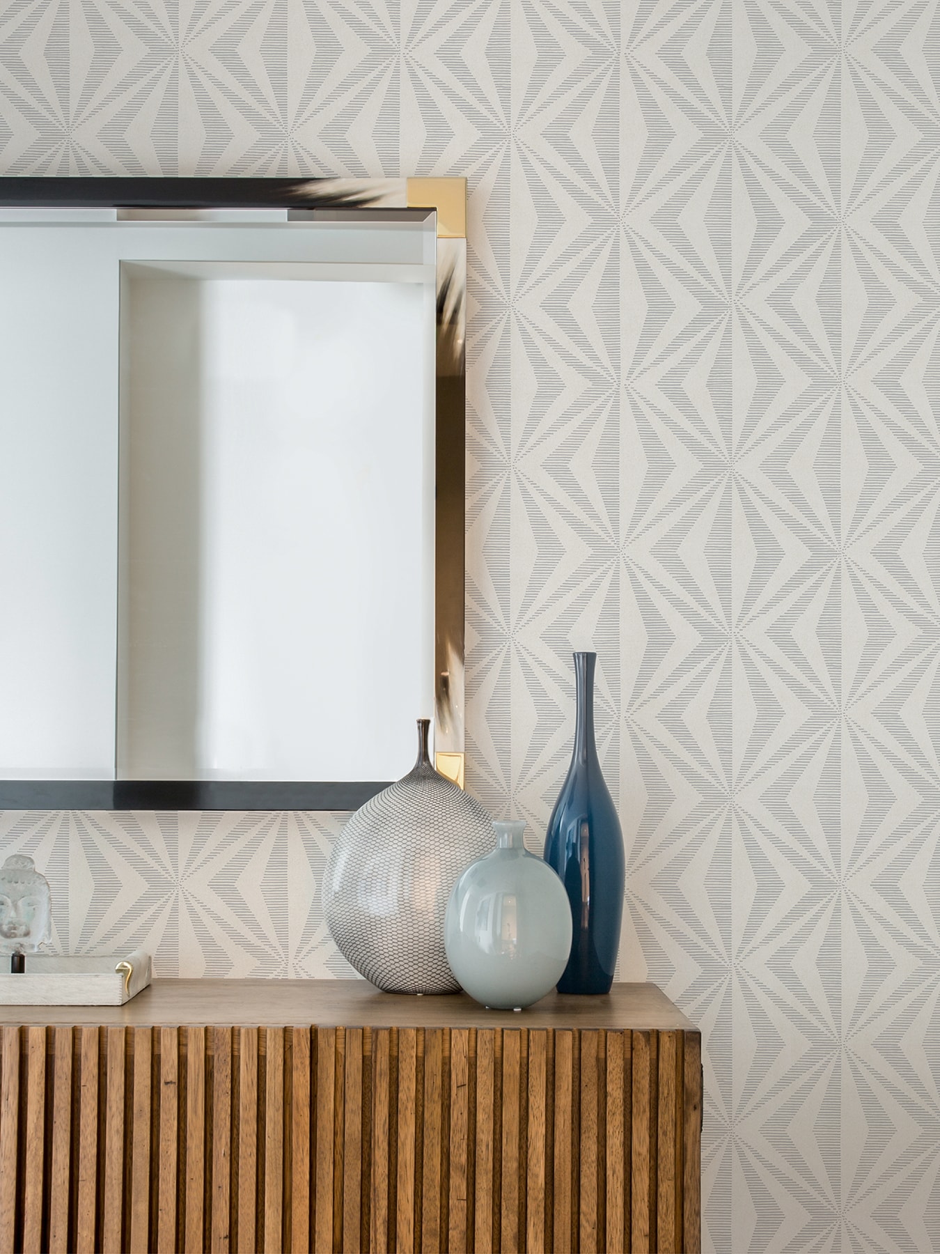 Silver Geometric Art Deco Washable Wallpaper