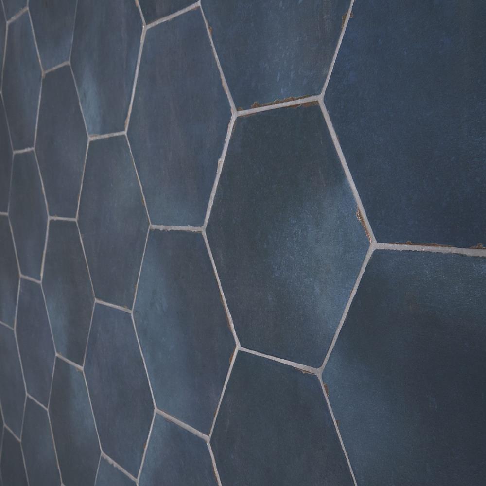 Artmore Tile Hex Marino Blue 6-in x 6-in Matte Porcelain Encaustic ...