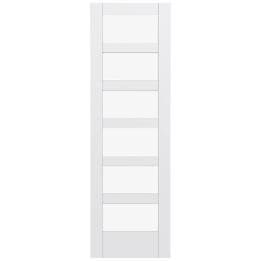 JELD-WEN LOWOLJW221100462 MODA 1066W 28-in x 96-in Primed 6-panel Clear glass Smooth Solid core Primed MDF Slab Door