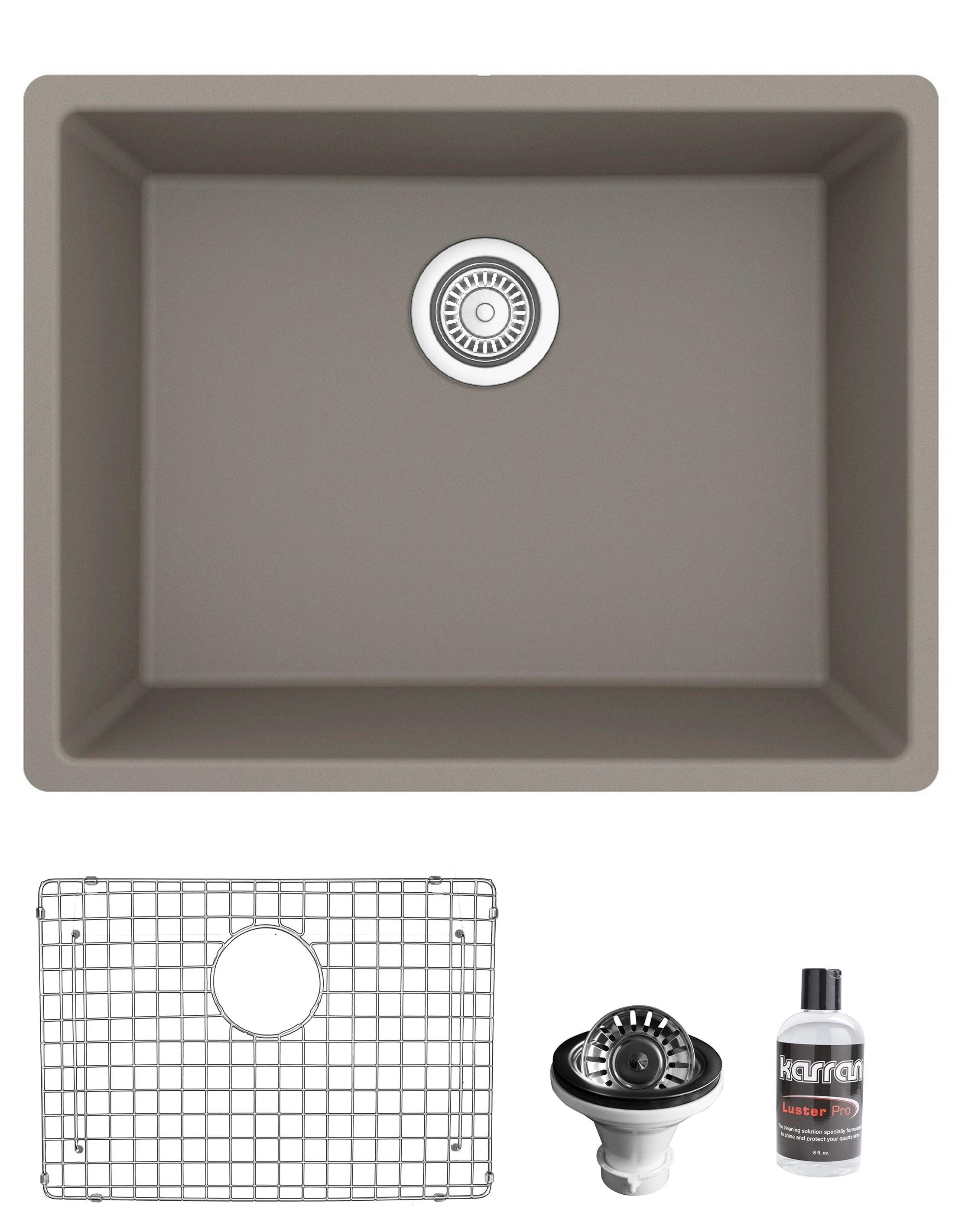 Karran QU-820-CN-PK1 Undermount 24.375-in x 19.125-in Quartz Single bowl Kitchen Sink
