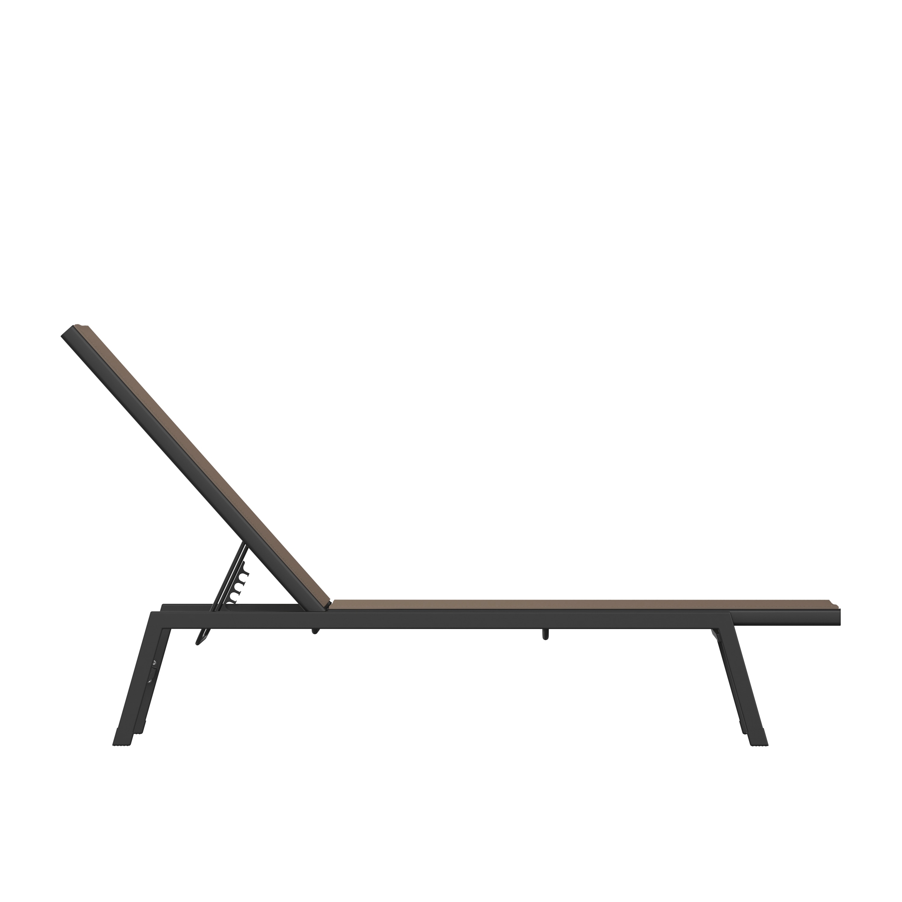 Brazos Adjustable Brown and Black Steel Outdoor Chaise Lounge Chair