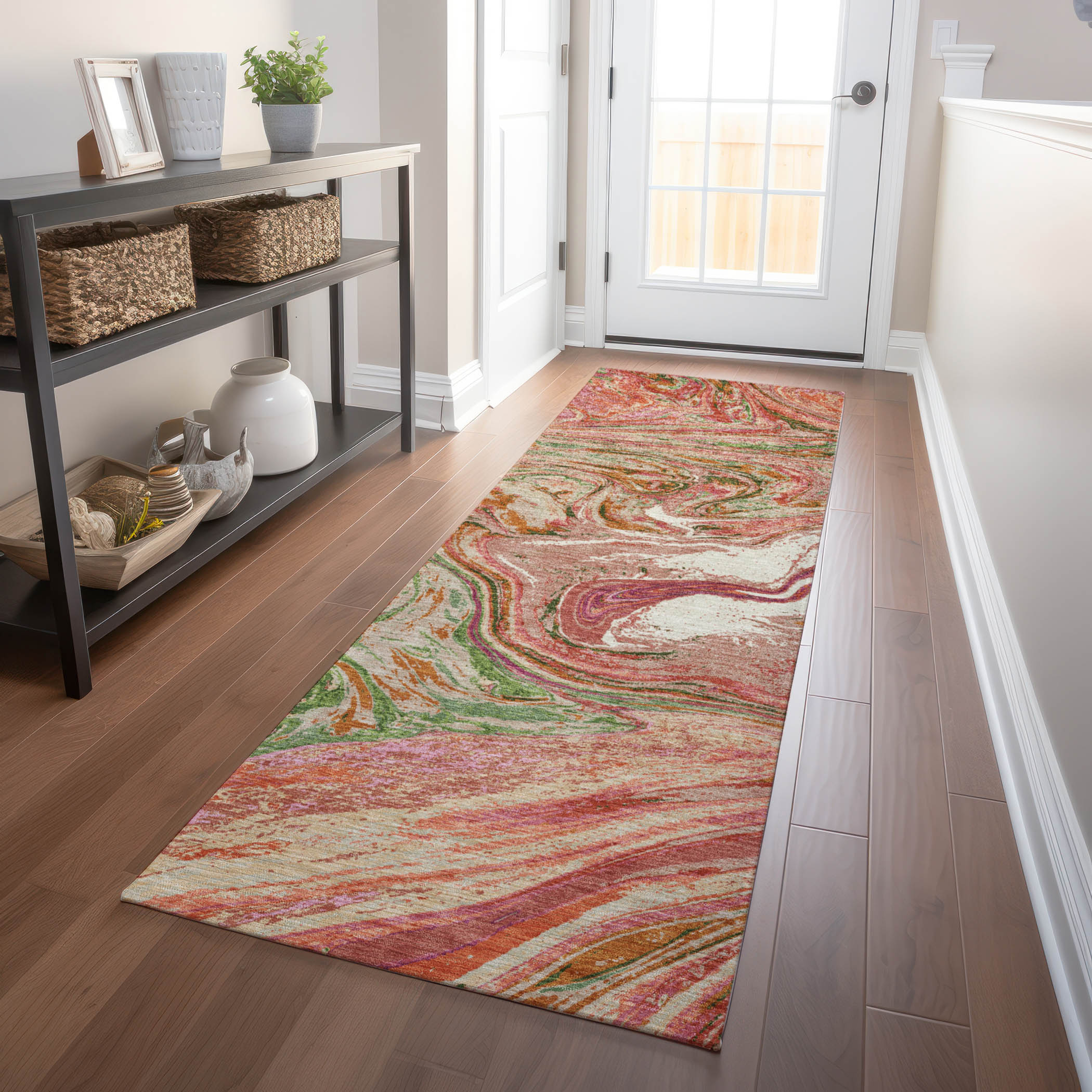 Addison Rugs ACN1061CR2X8 Chantille ACN1061CR 2 x 7 (ft) Polyester Coral Rectangular Indoor/Outdoor Geometric Machine washable Runner rug