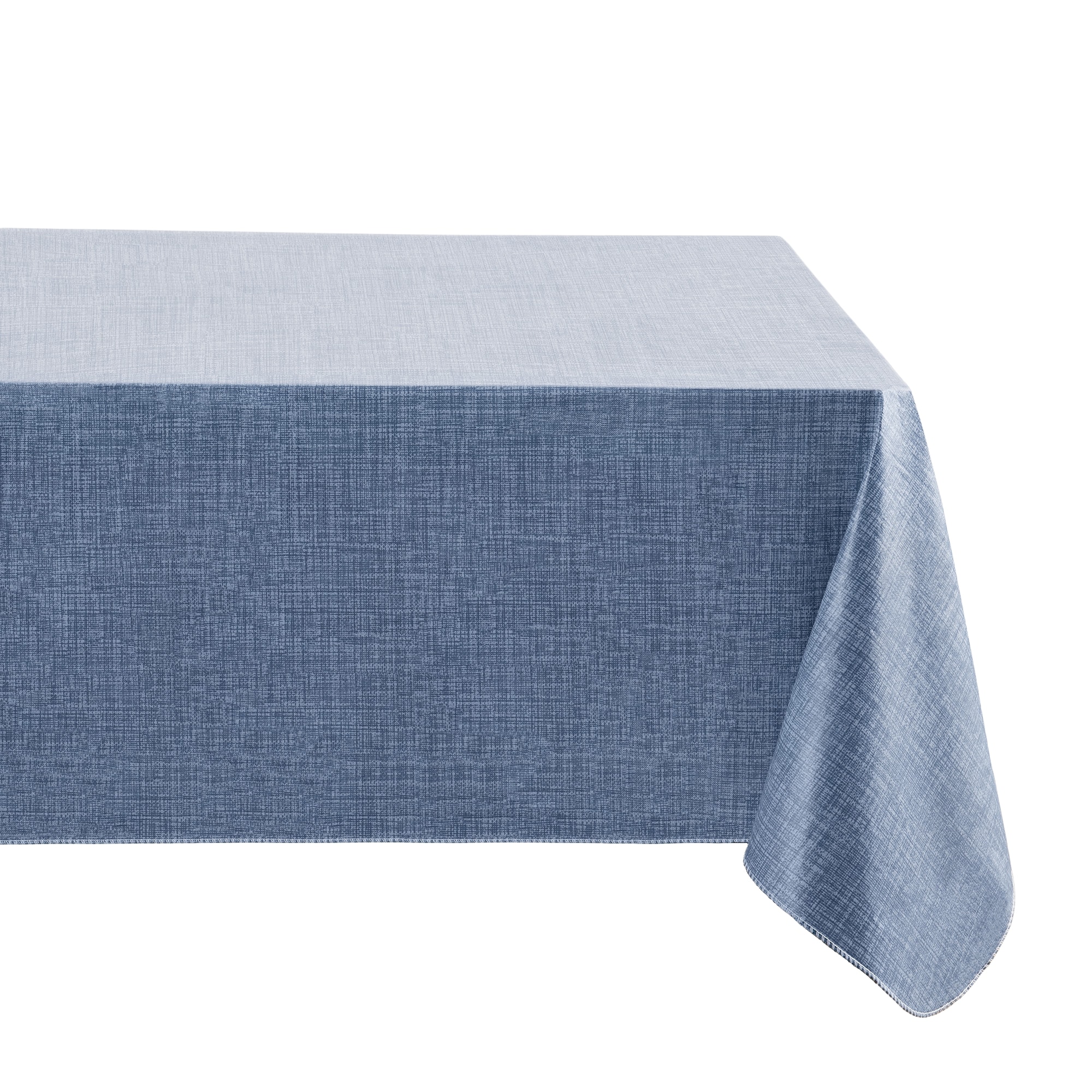 Elrene Home Fashions 194590057565 Monterey Linen Texture Vinyl 52" Square Indoor/Outdoor Blue Table Cover for 34-in square