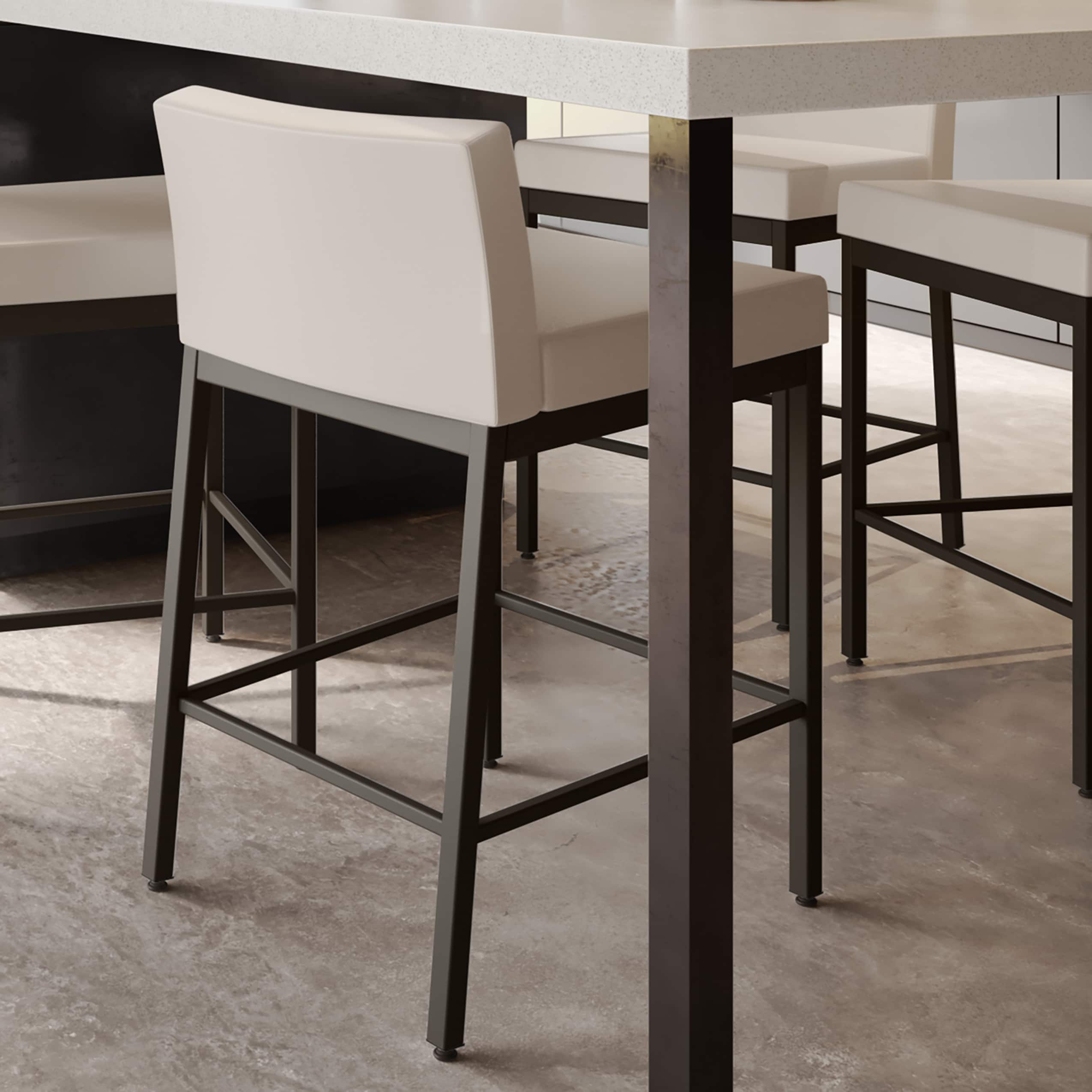 Modern Fairfield 30" Bar Stool in Cream Faux Leather and Dark Brown Metal
