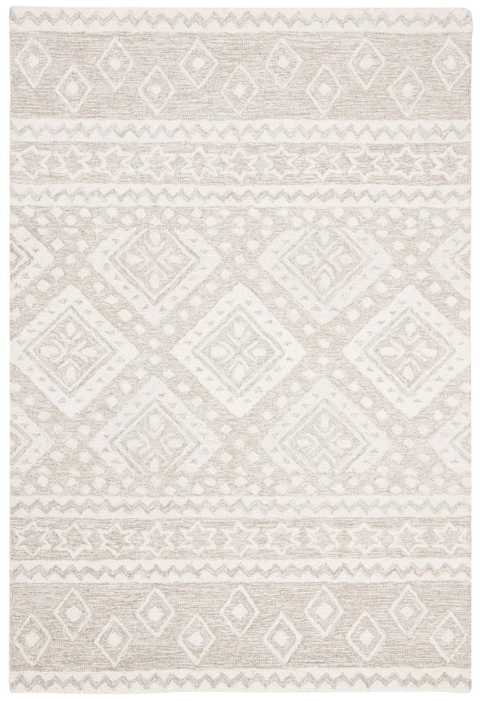 Safavieh MLP501B-4 Micro-Loop Graphics 4 x 6 (ft) Tufted Wool Beige/Ivory Rectangular Indoor Abstract Southwestern Area rug