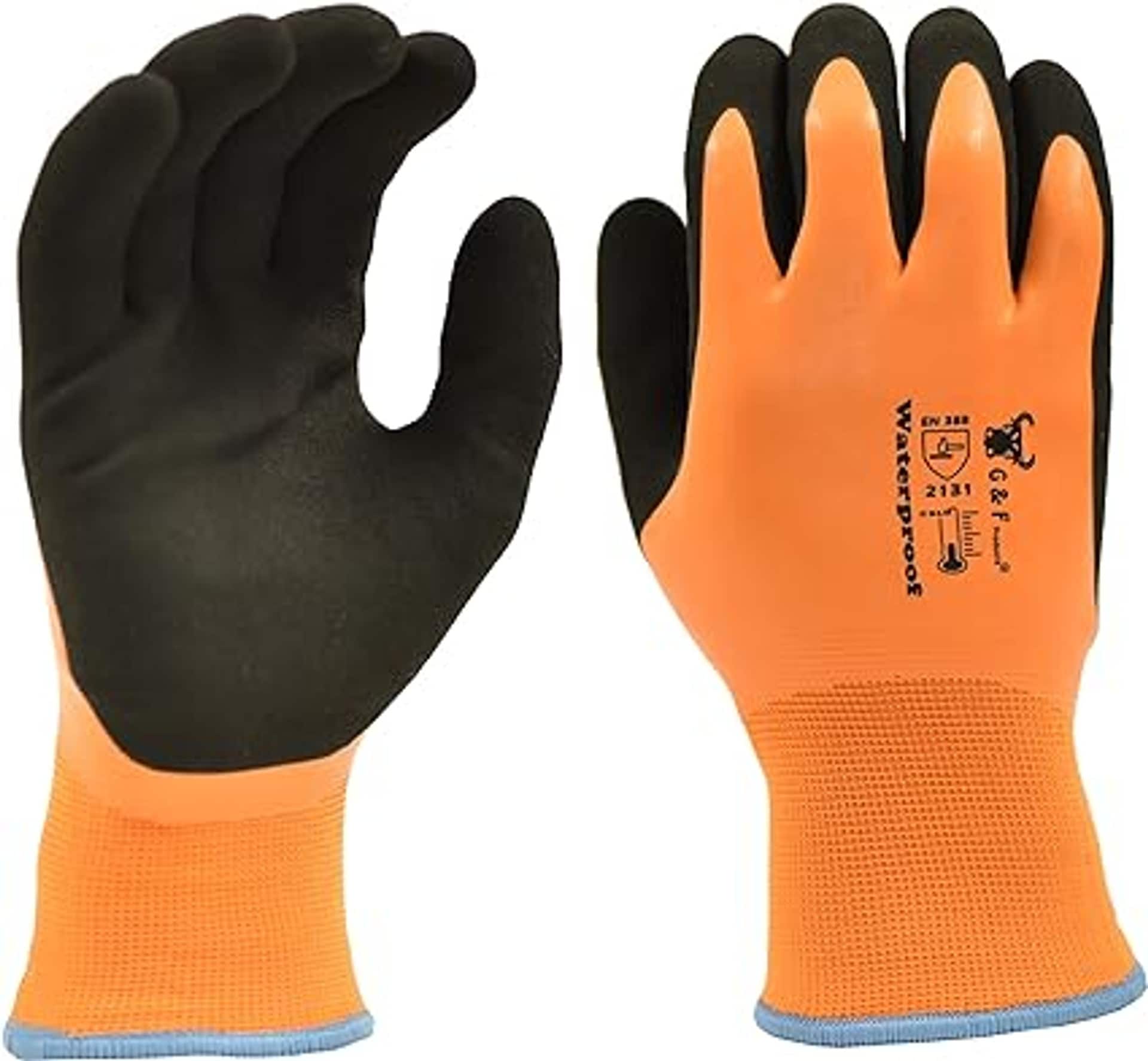 G & F Products 1628L G and F Products Waterproof  Double Thermal shell double Latex coated Winter Work Gloves Large 1 Pair