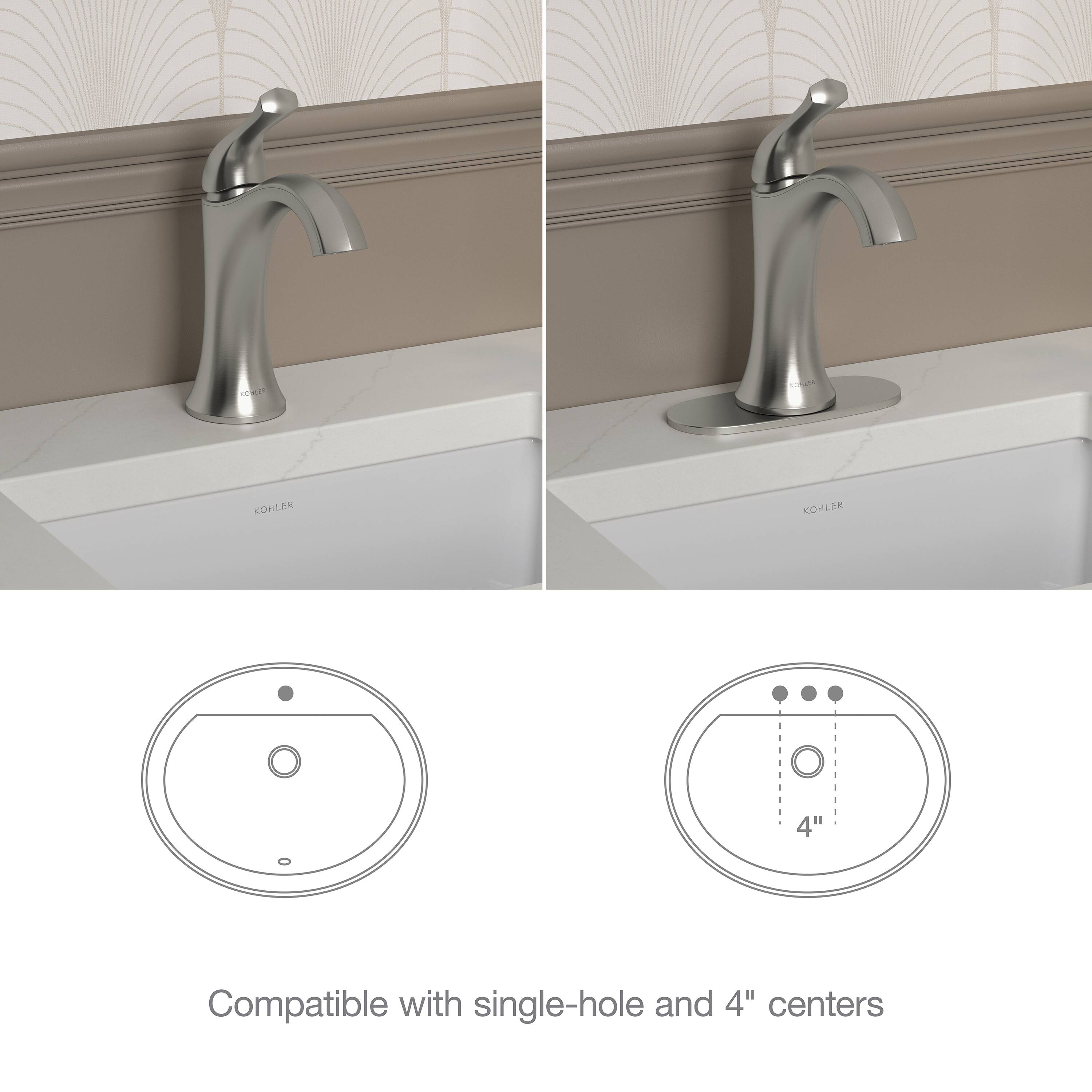 KOHLER Desette Brushed Nickel 1-handle Wall-mount Low-arc factory Bathtub Faucet