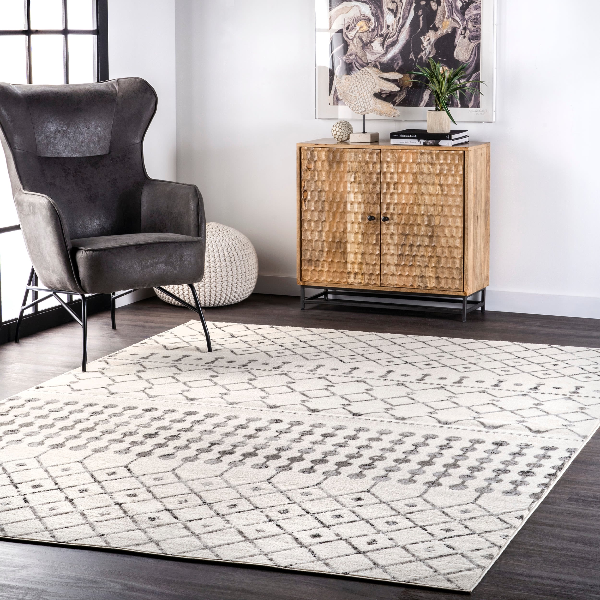 nuLOOM ECRK11A-6709 Zola 6 x 9 (ft) Loomed Polypropylene Gray Rectangular Indoor Trellis Area rug