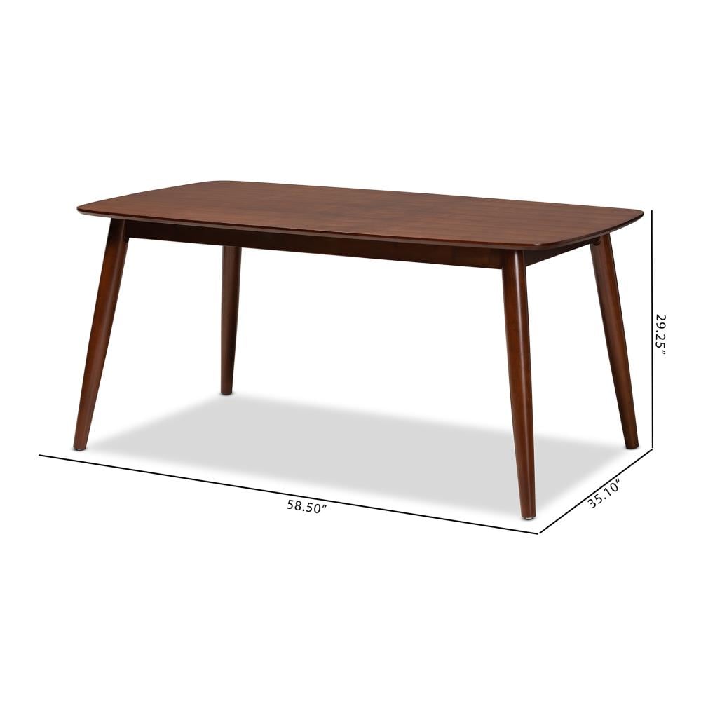 Baxton Studio Edna Walnut Contemporary Modern Dining Table Wood