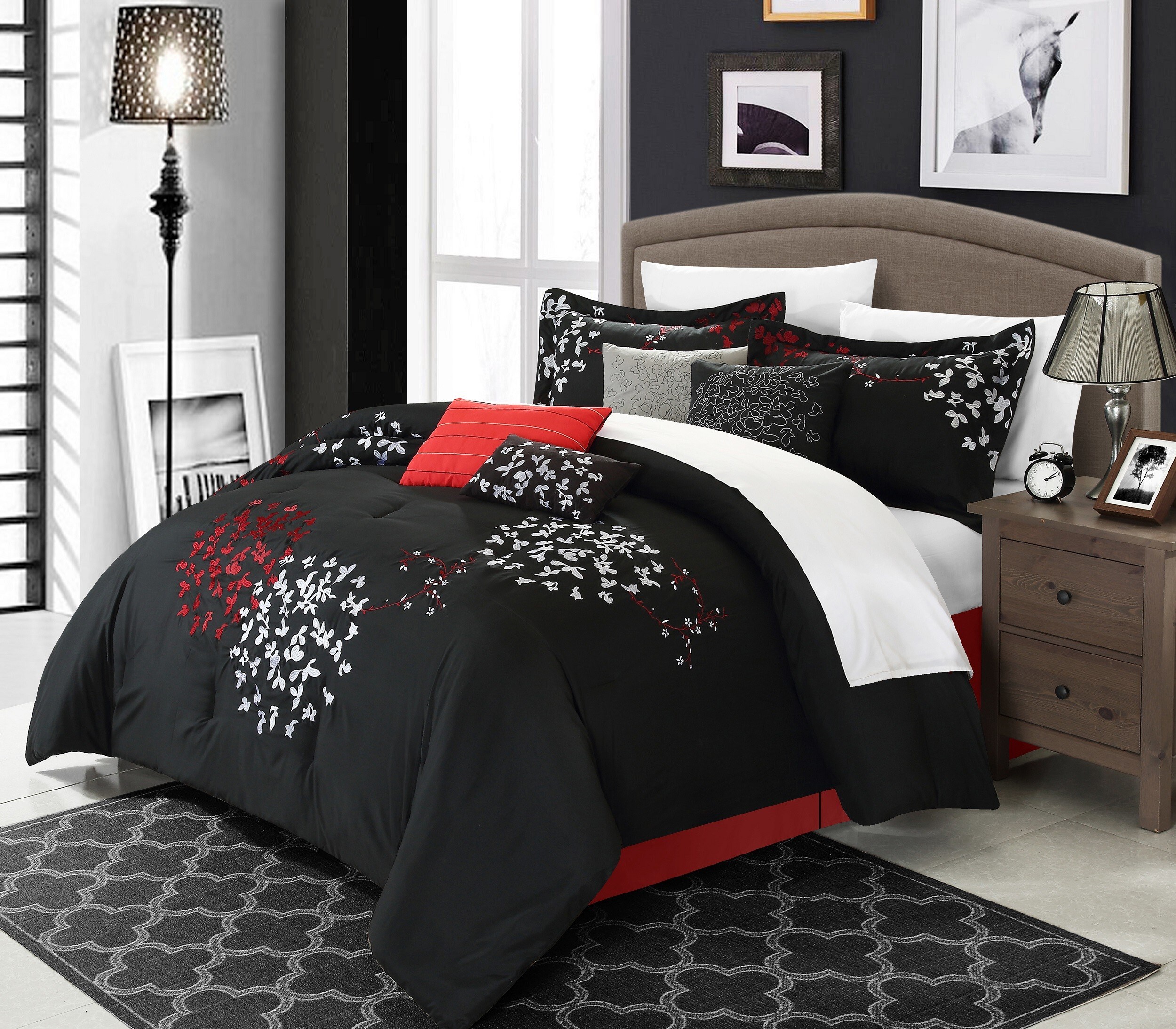 Corey King/California King 5pc Cotton Comforter Set Gray