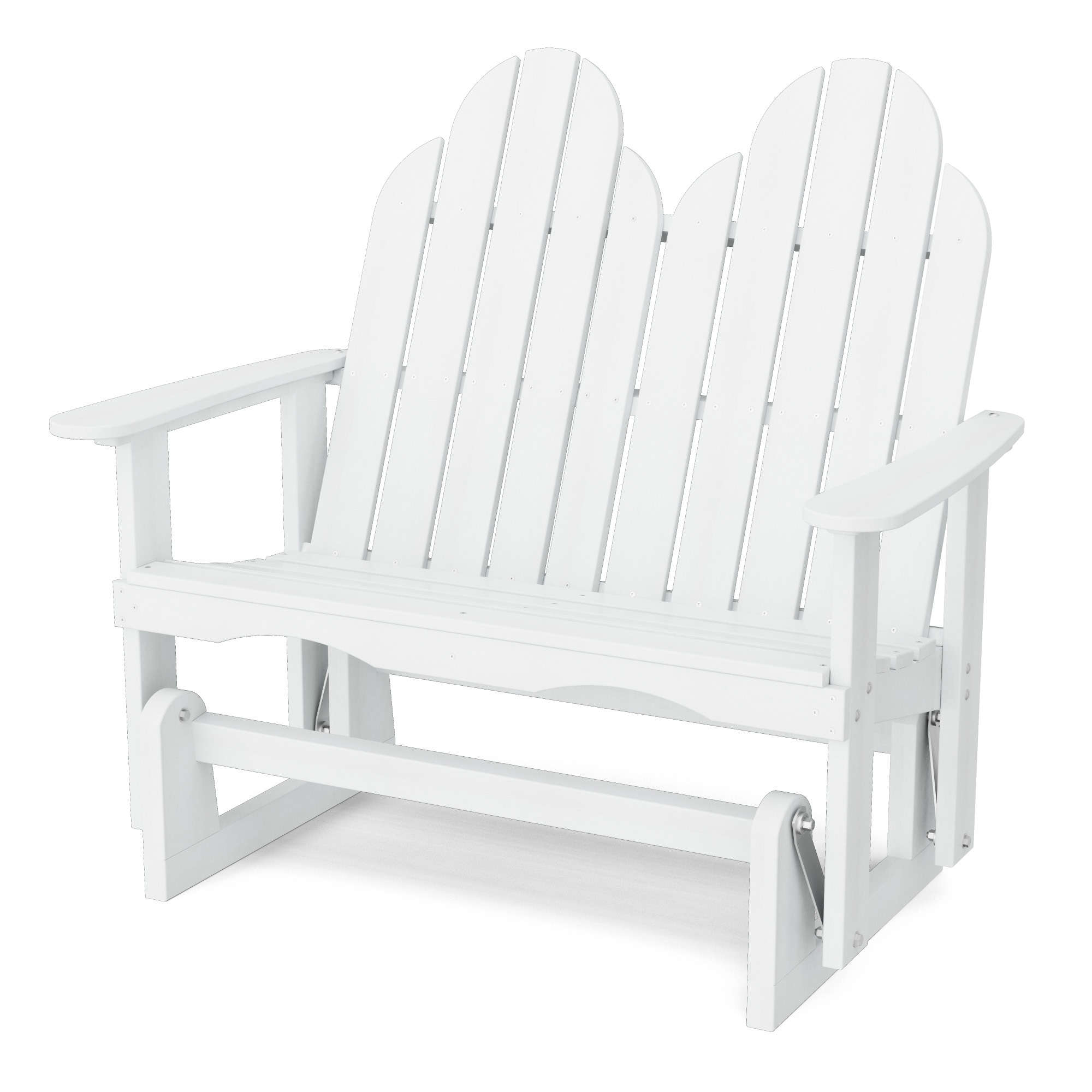 Wildridge LCC-208-BW Classic Adirondack 2 -person White HDPE Outdoor Glider