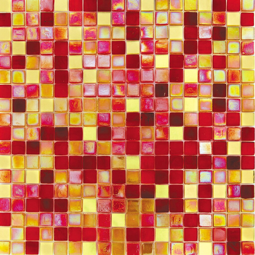 Vibrant Red and Yellow Glass Mosaic Wall and Floor Tile